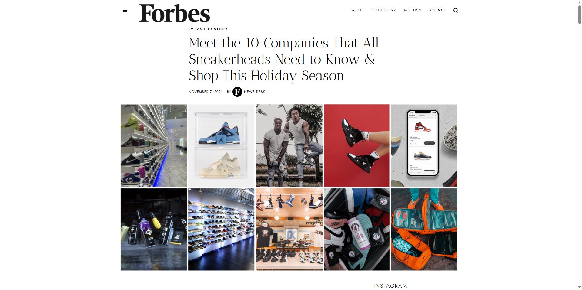Forbes Feature: Meet the 10 Companies That All Sneakerheads Need to Know