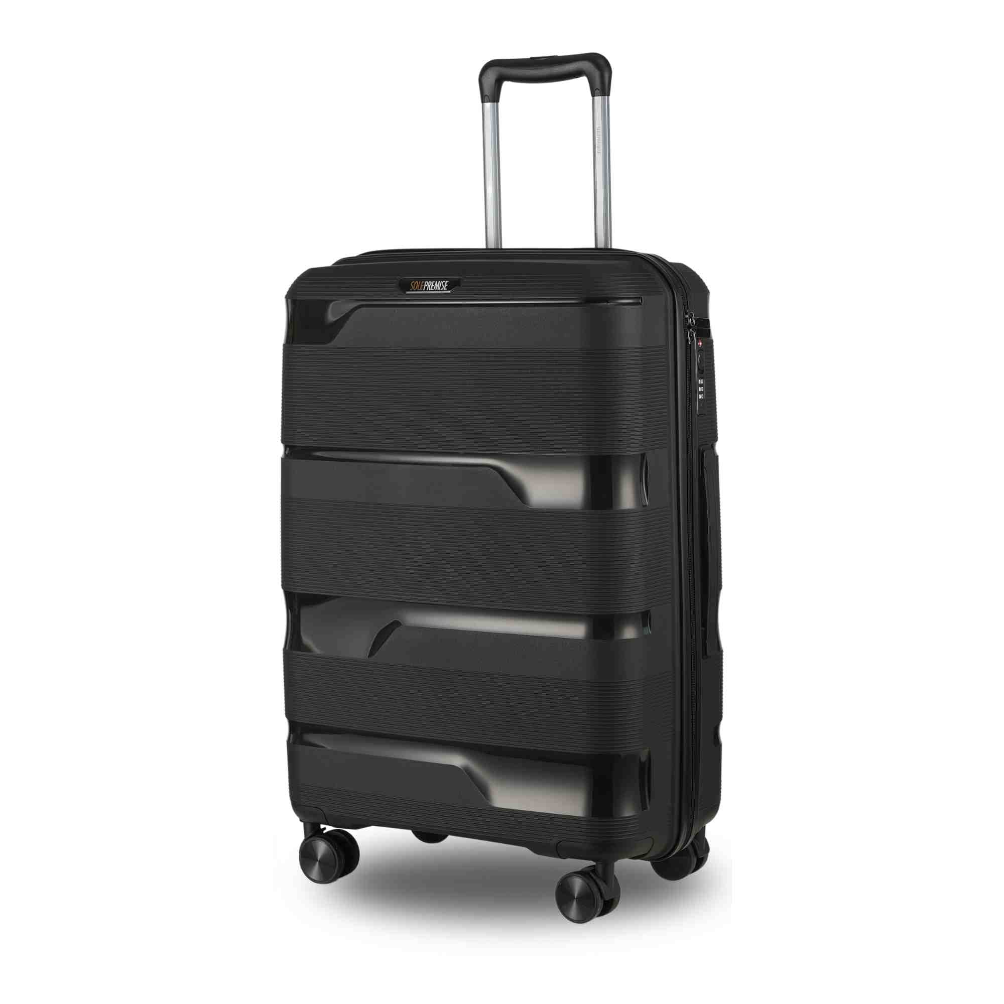 24-inch Black Hardcase Roller Luggage with 360° Wheels & TSA Lock