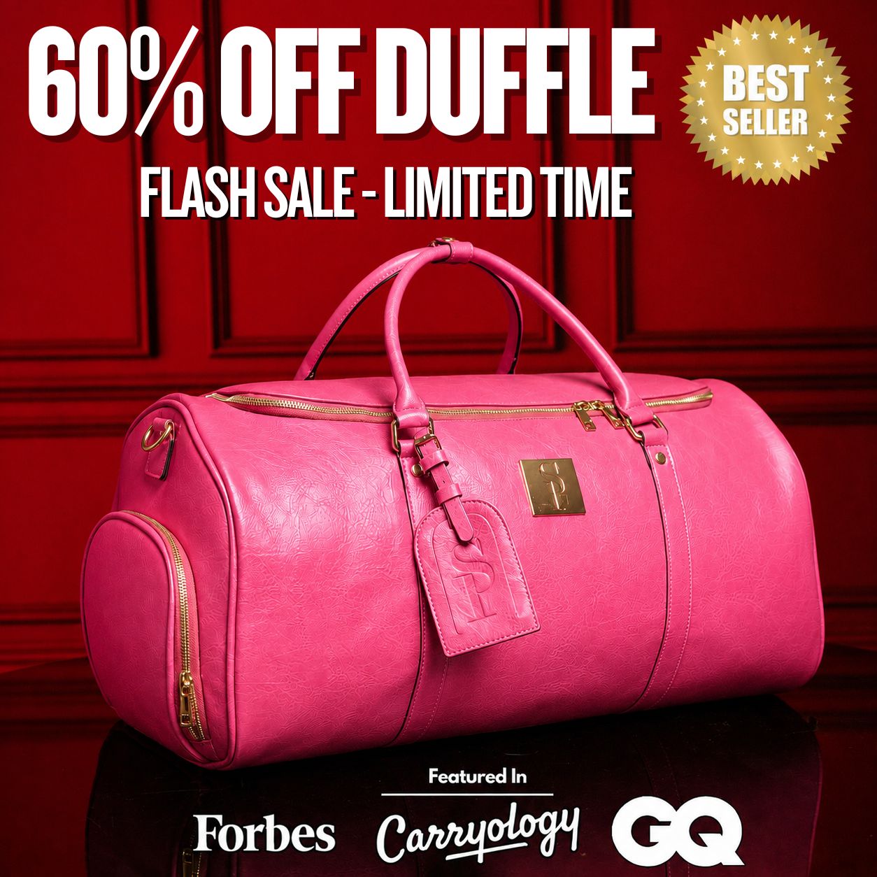 Pink Luciano Leather Weekender Duffle (FLASH SALE) - Sole Premise