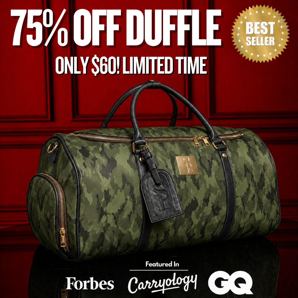 Sneaker Carry On Duffle Bag - TSA Approved - Green - Waterproof - Polyester