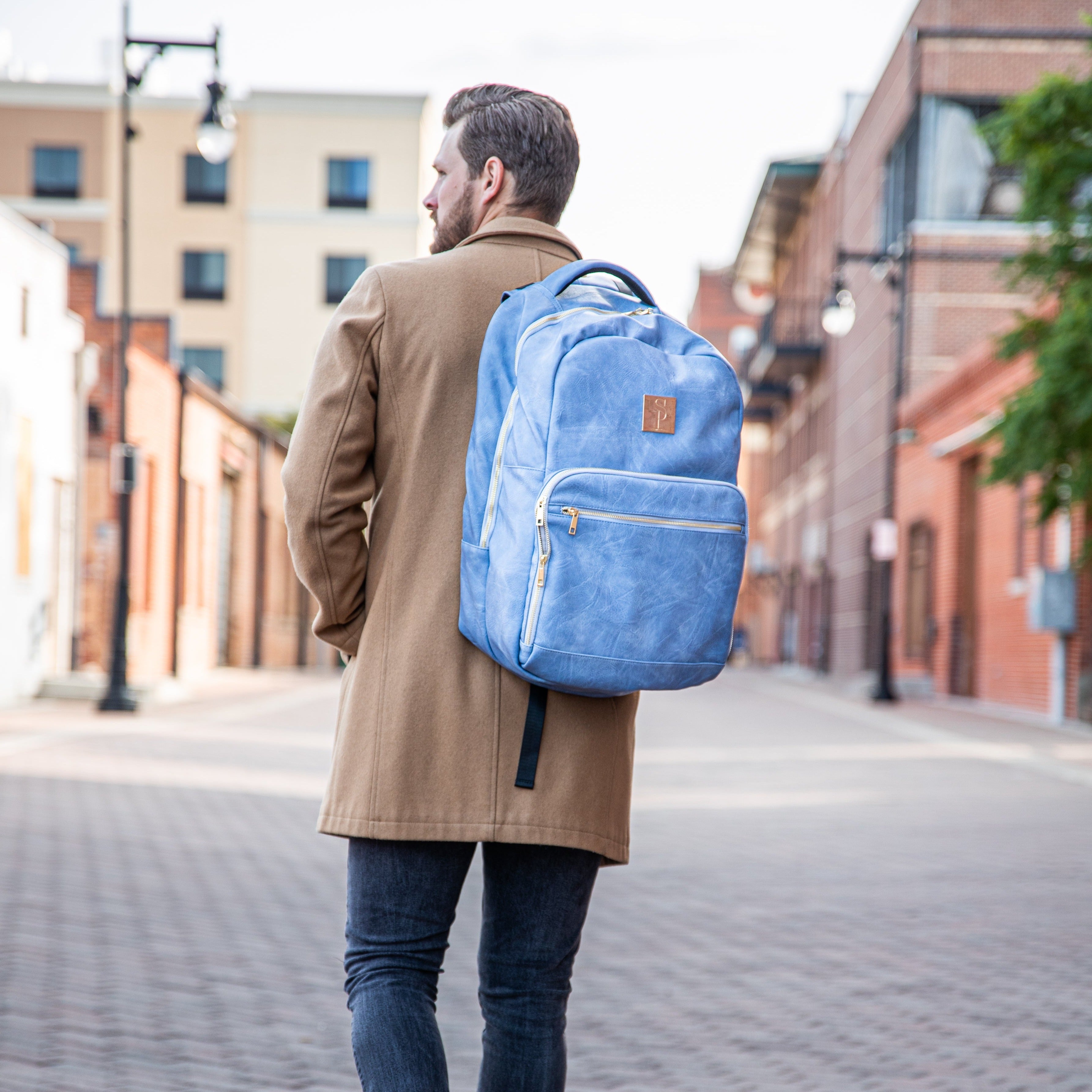 Baby Blue Tumbled Leather Commuter Bag (100 Made) - Sole Premise