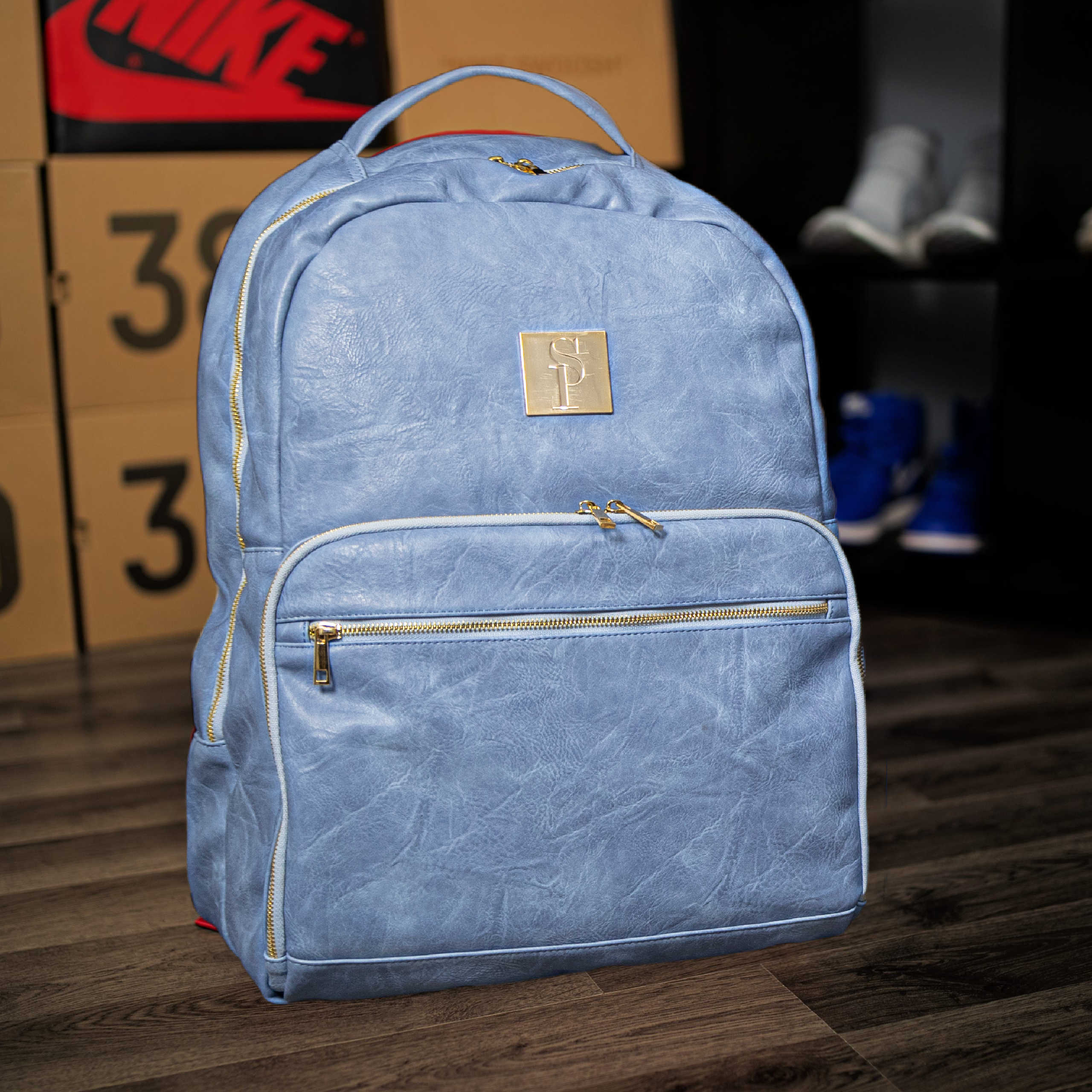 Baby Blue Tumbled Leather Commuter Bag (100 Made) - Sole Premise