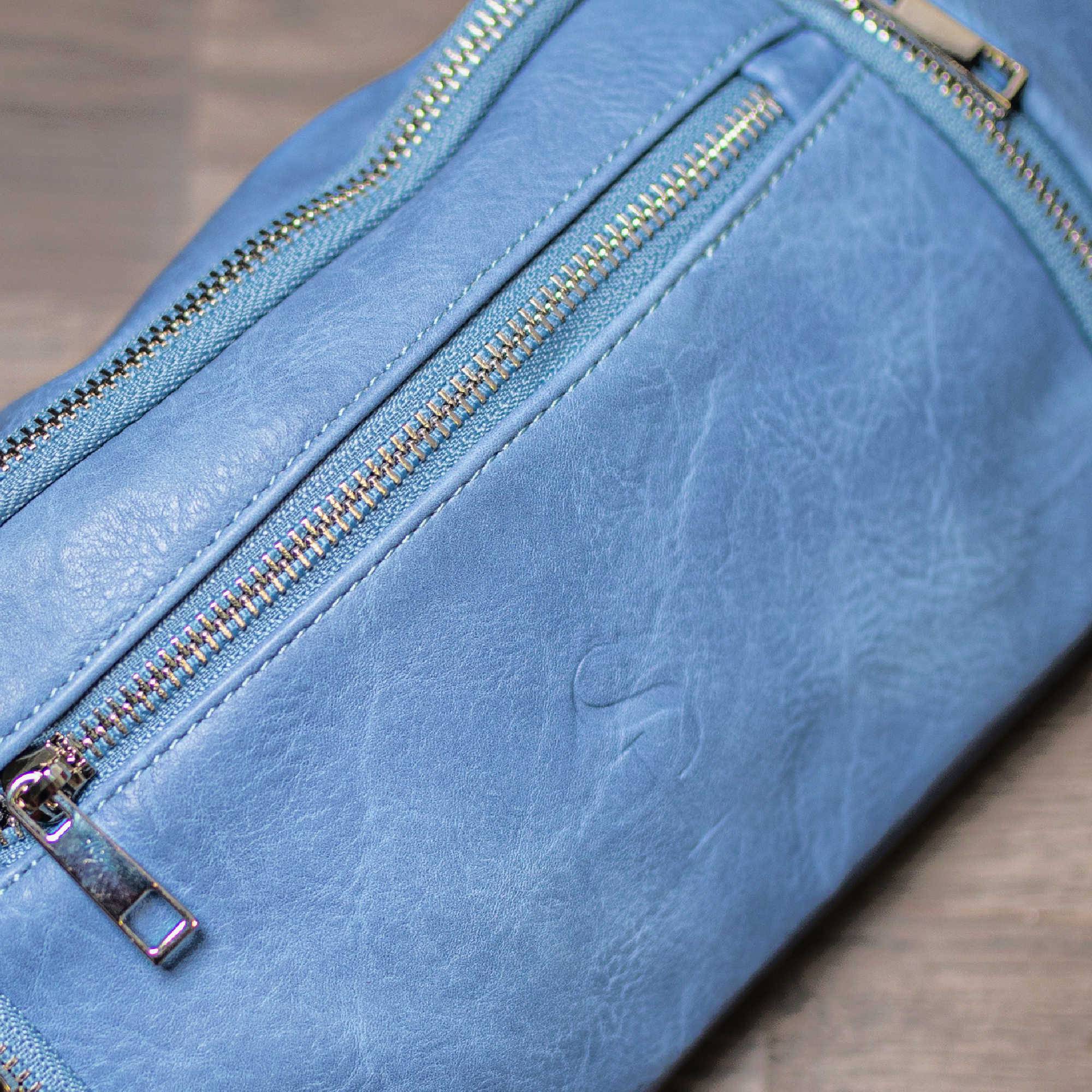 Baby Blue Leather Cross Body-Waist Bag - Sole Premise