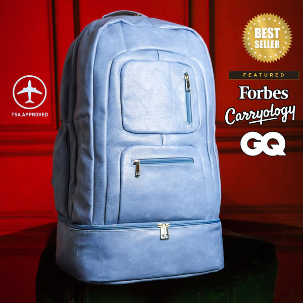 Baby Blue Leather Patented Carry-On Backpack (Only 300 Made)