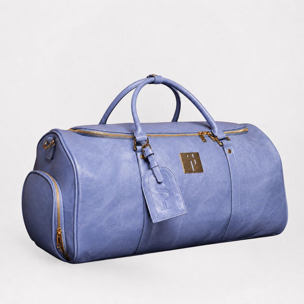 Baby Blue Leather Duffle Bag