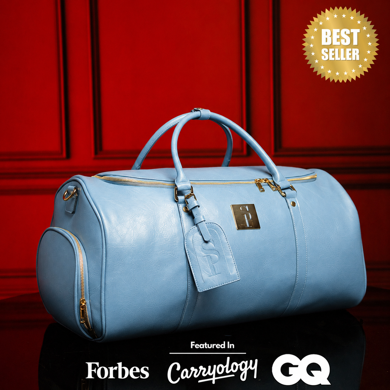 Sole Premise Baby Blue Leather Duffle Bag