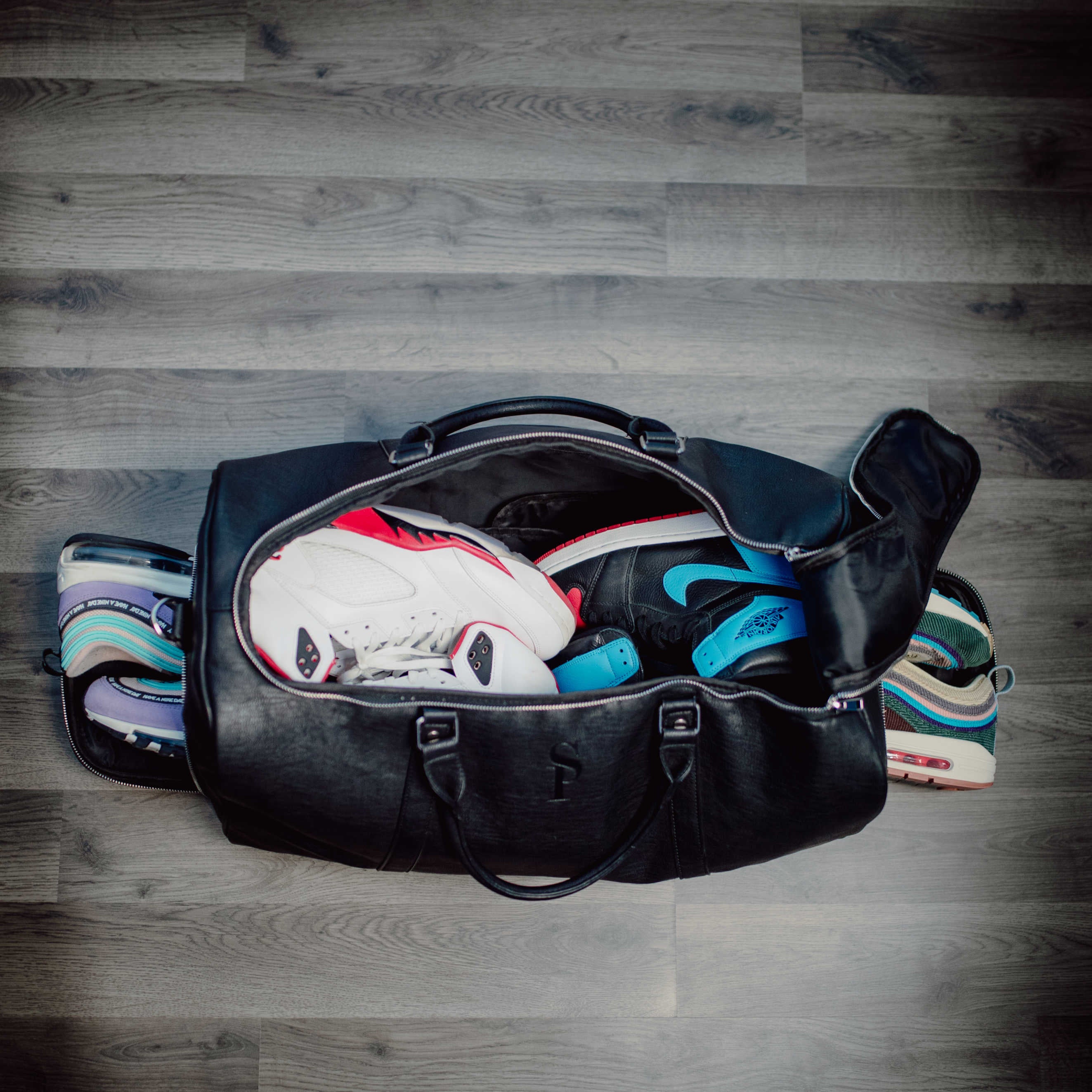 Black Leather Duffle (Warehouse Sale)