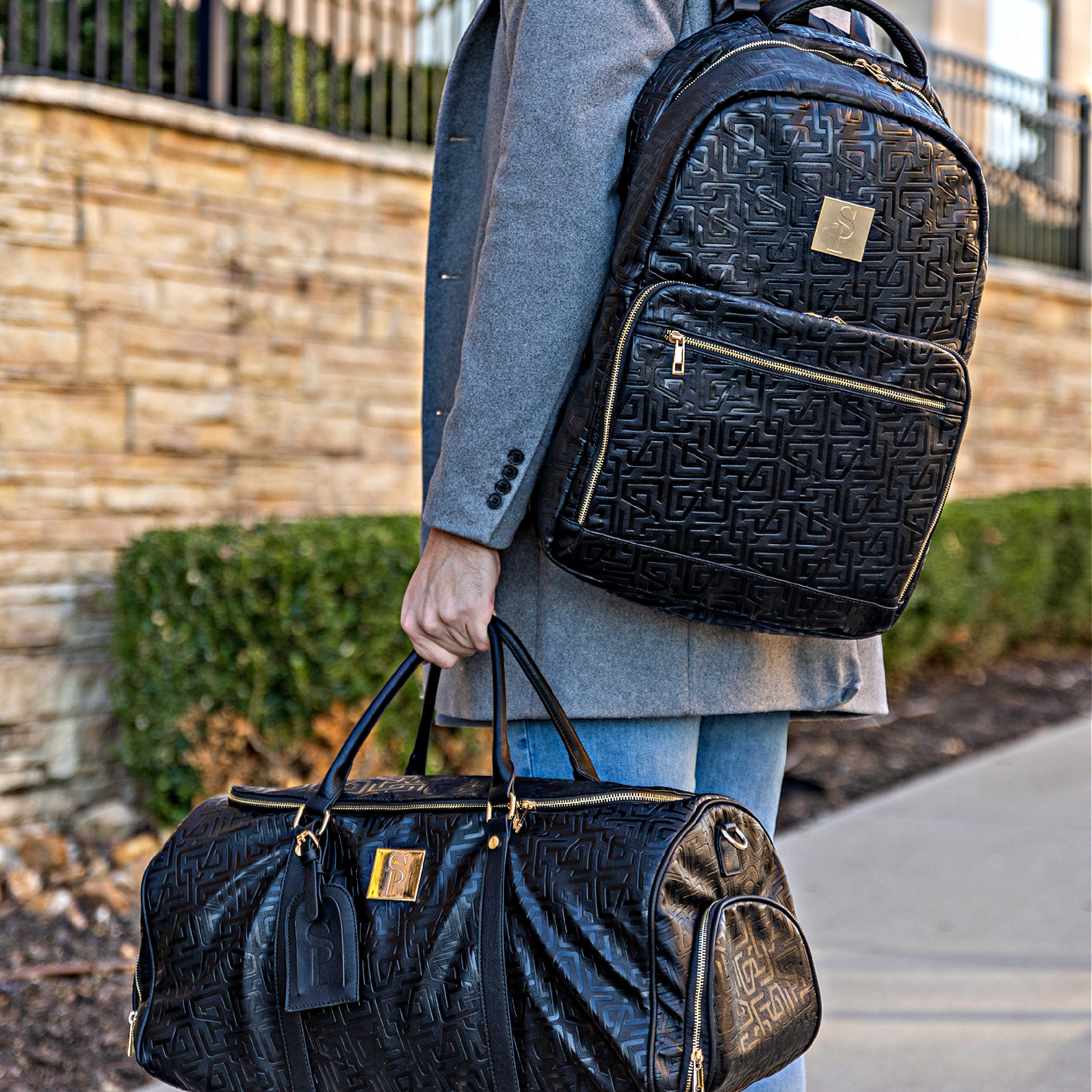 Monogram Leather 2 Bag Set (Commuter and Duffle) - Sole Premise