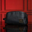 Black Tumbled Leather Toiletry Bag - Sole Premise