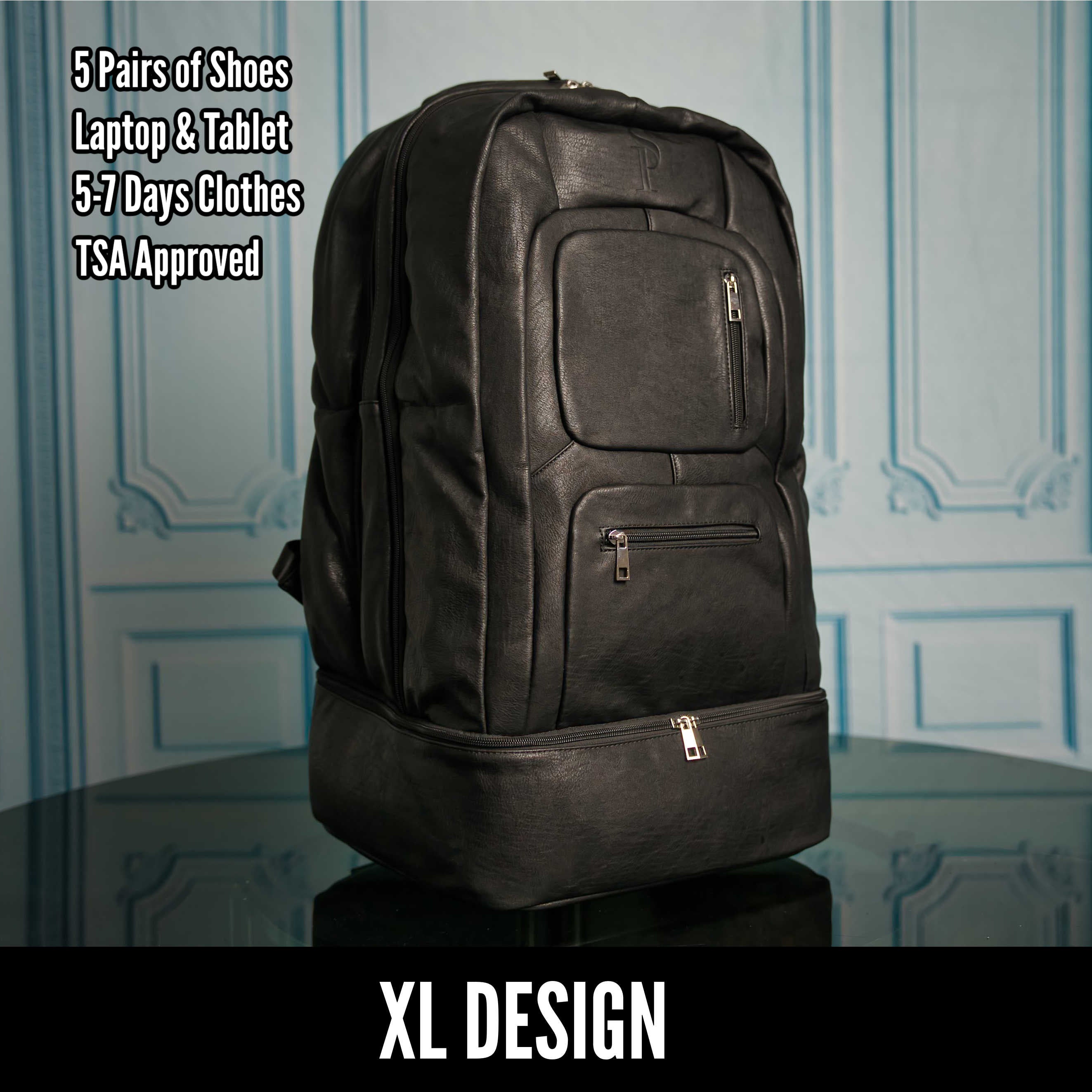 Black Leather Patented Shoe Bag (XL Design) *Holds Size 17 - Sole Premise