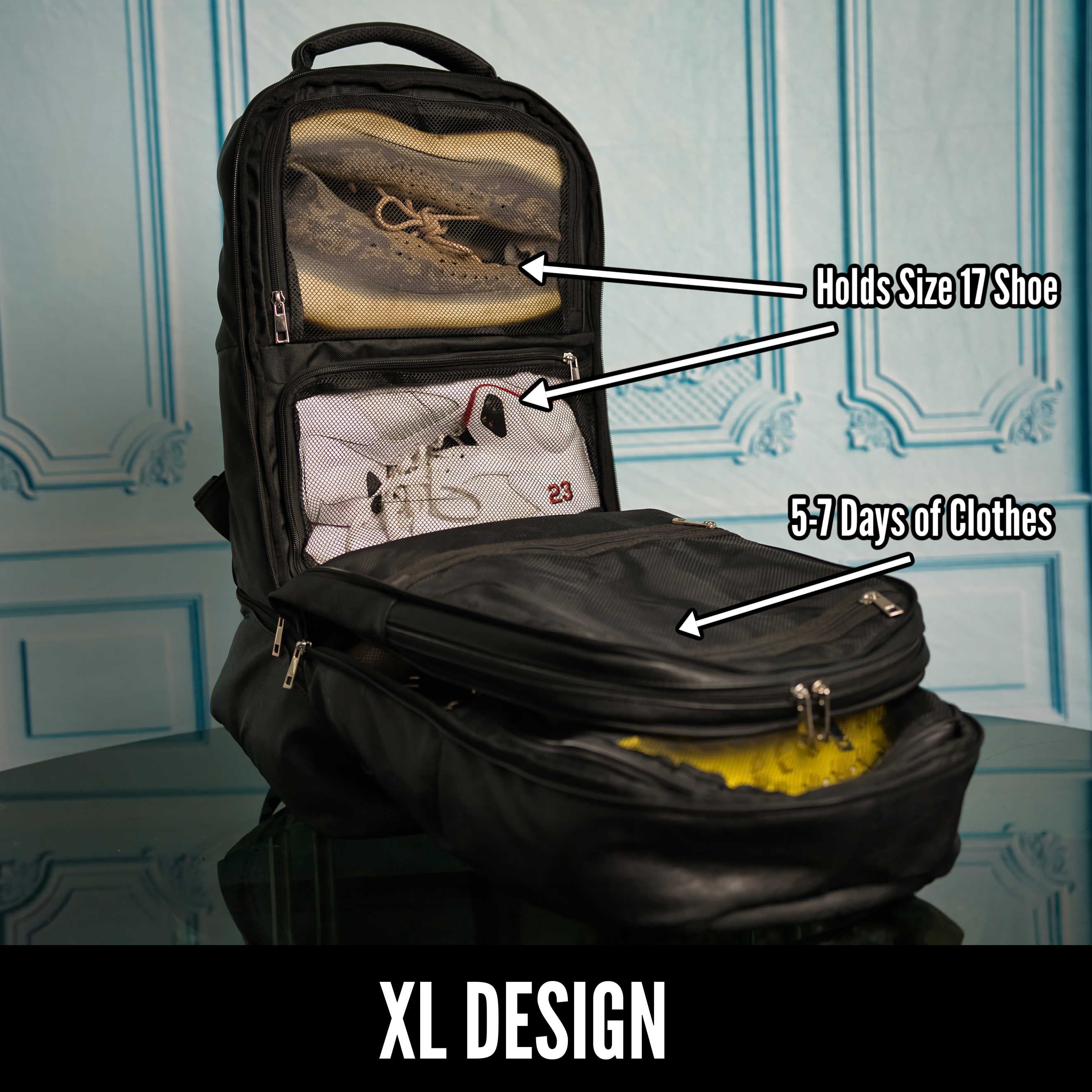 Black Leather Patented Shoe Bag (XL Design) *Holds Size 17 - Sole Premise