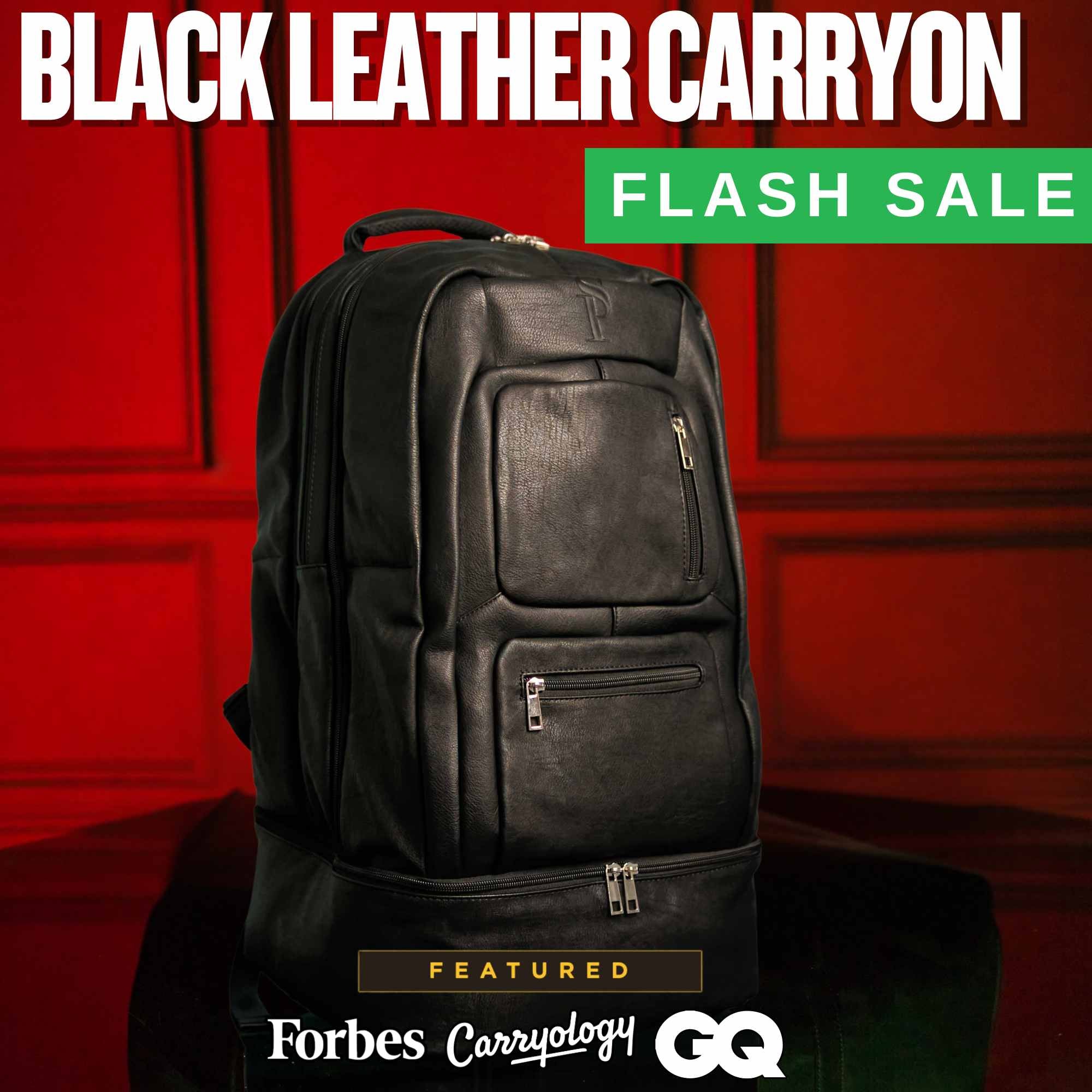 Black Leather Carryon (FLASH SALE)