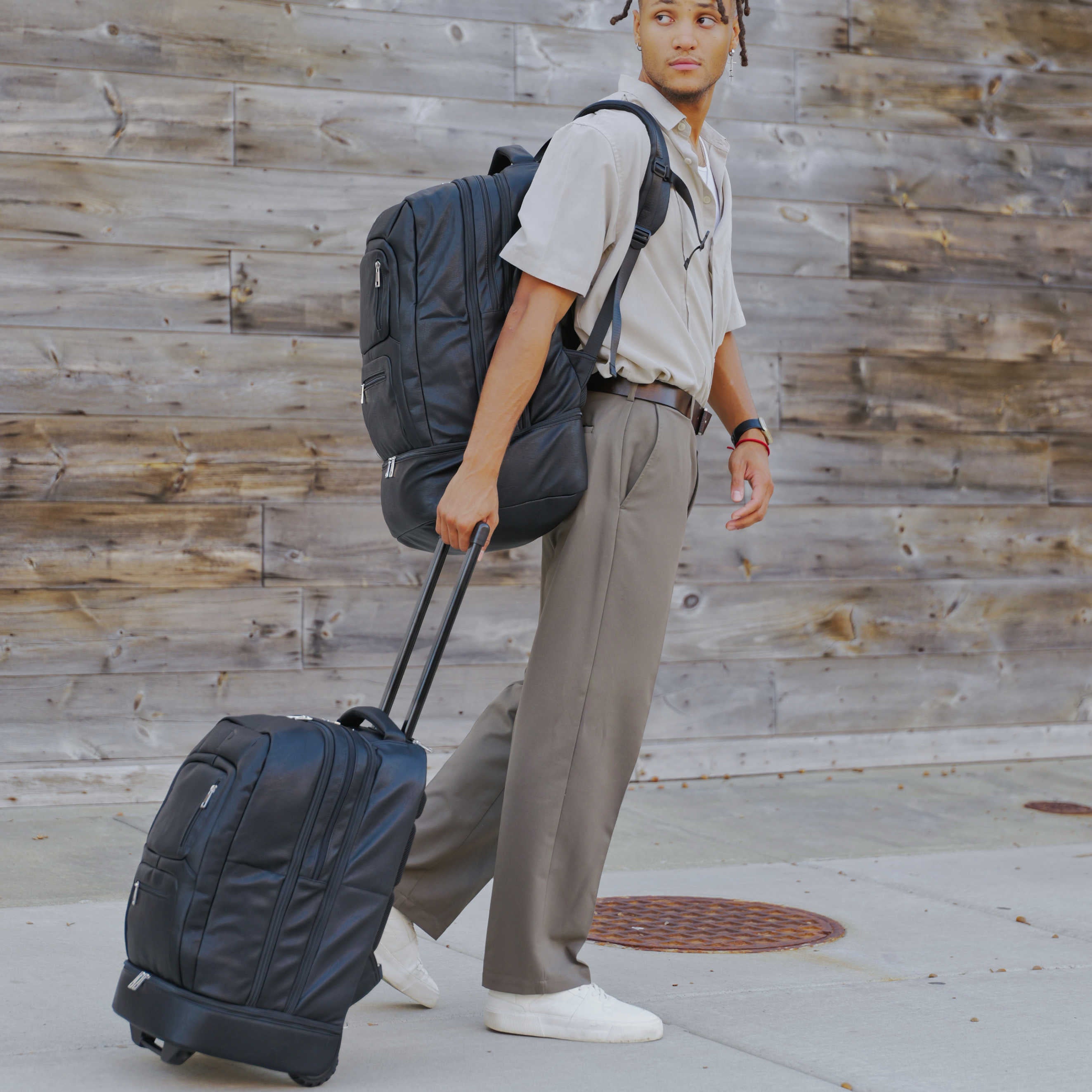 Black Leather Patented Carry-on Bag (XL Design) (Only 300 Made) - Sole Premise