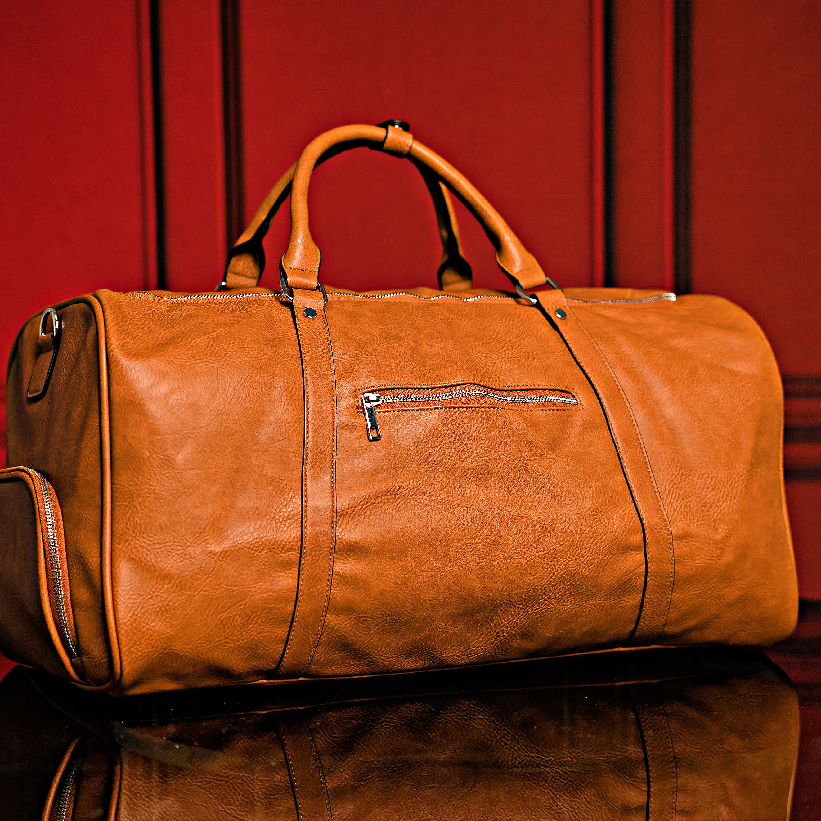 Brown Tumbled Leather 2 Bag Set (Commuter and Duffle) - Sole Premise