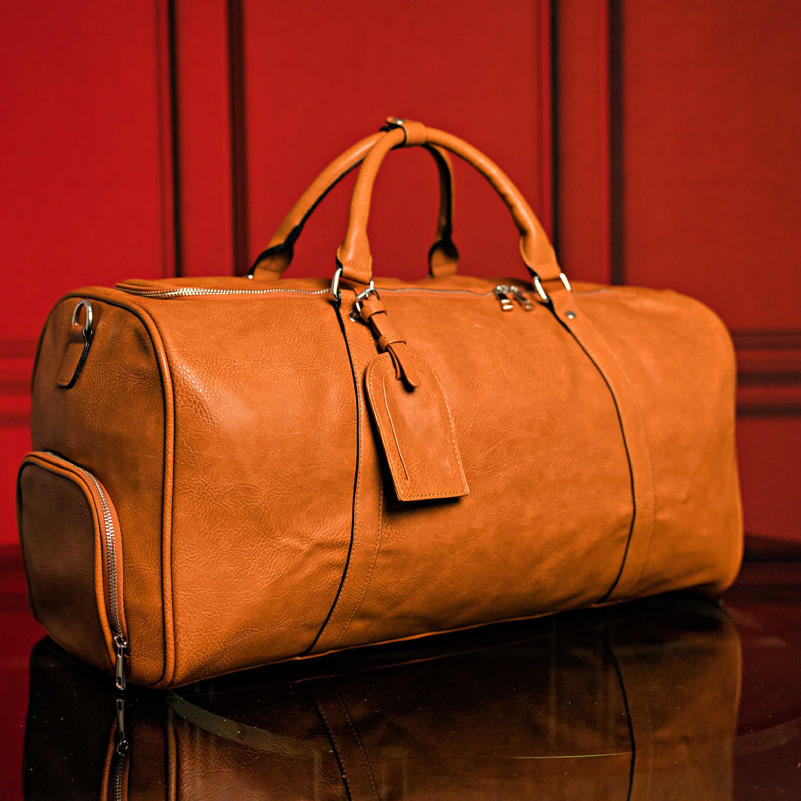 Brown Tumbled Leather 2 Bag Set (Commuter and Duffle) - Sole Premise