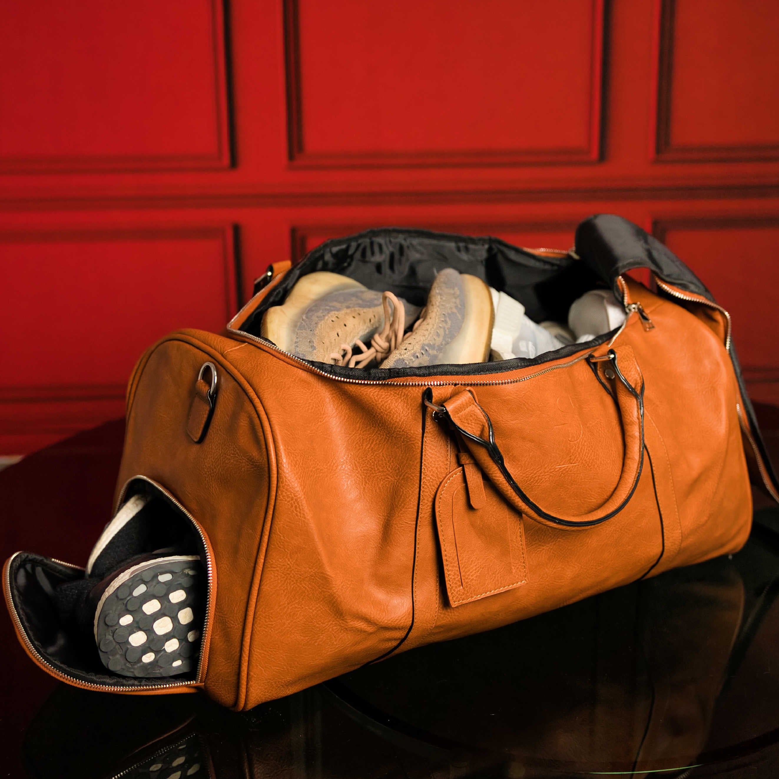 Brown Tumbled Leather Duffle Bag - Sole Premise