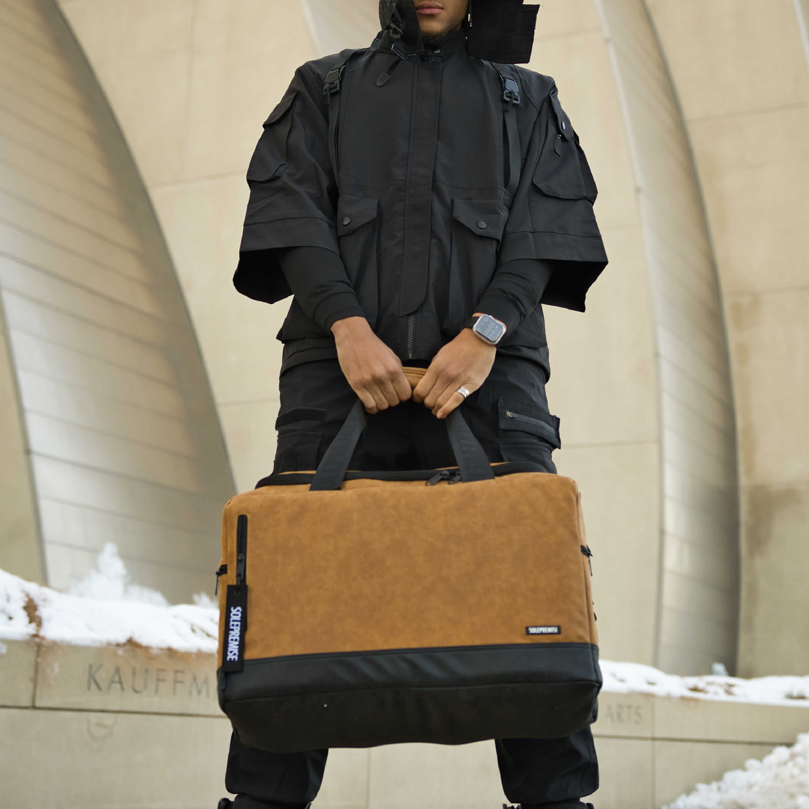 Brown Luxury Leather Sneaker Duffle Bag