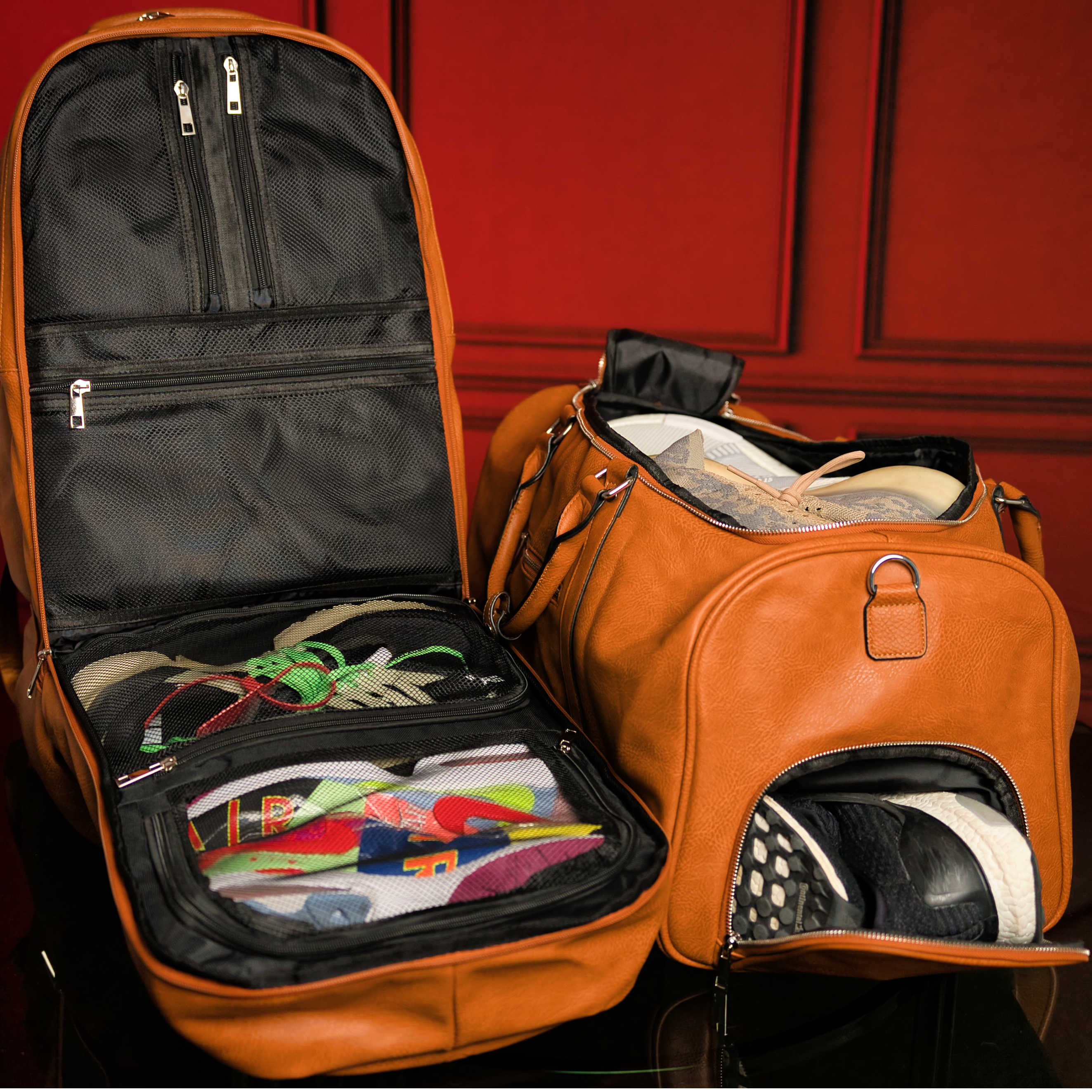 Brown Tumbled Leather Signature Bag Set (Signature and Duffle Bag) - Sole Premise