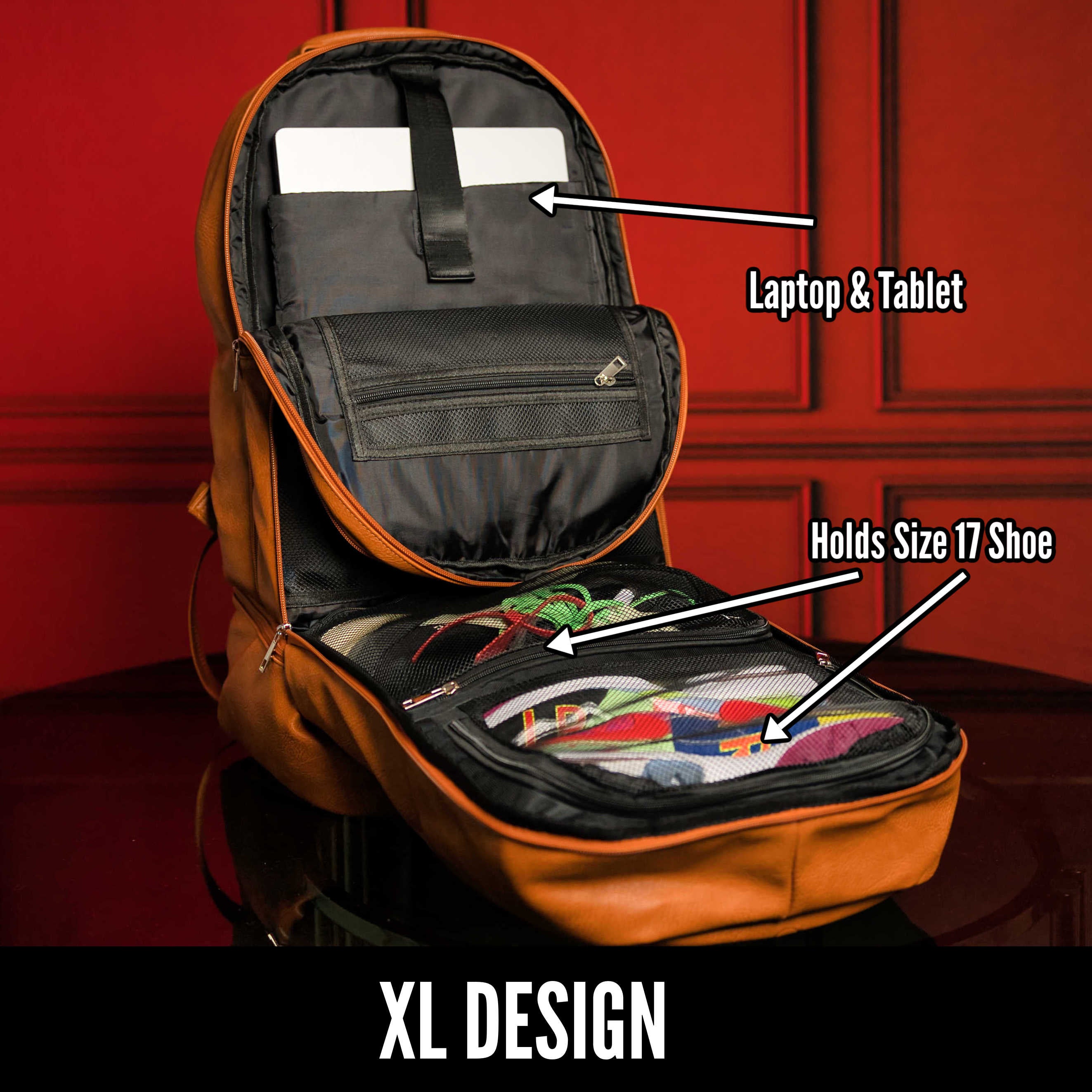 Brown Leather Patented Shoe Bag (XL Design) *Holds Size 17 - Sole Premise