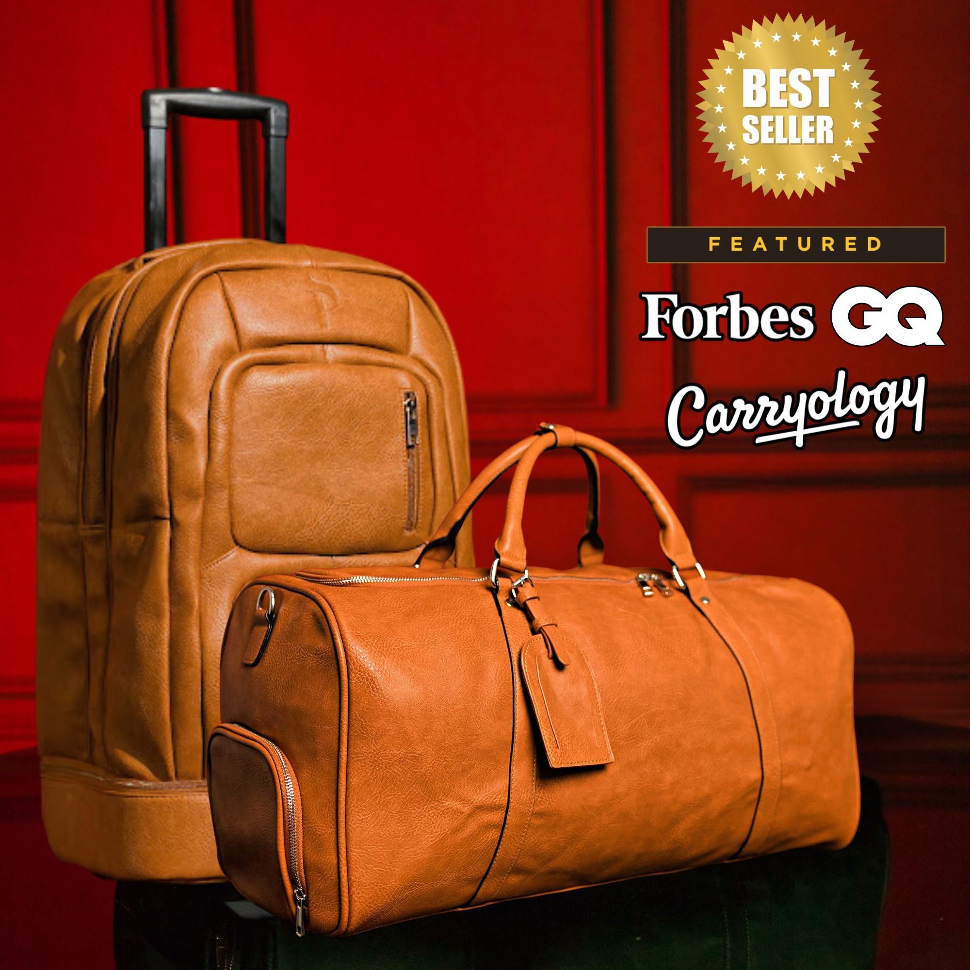 Brown Leather Roller Bag Set - Sole Premise