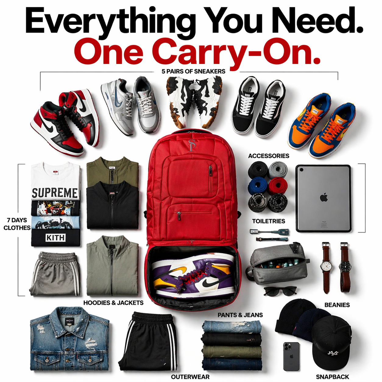 Red Polyester Carryon Bag (FLASH SALE) - Sole Premise