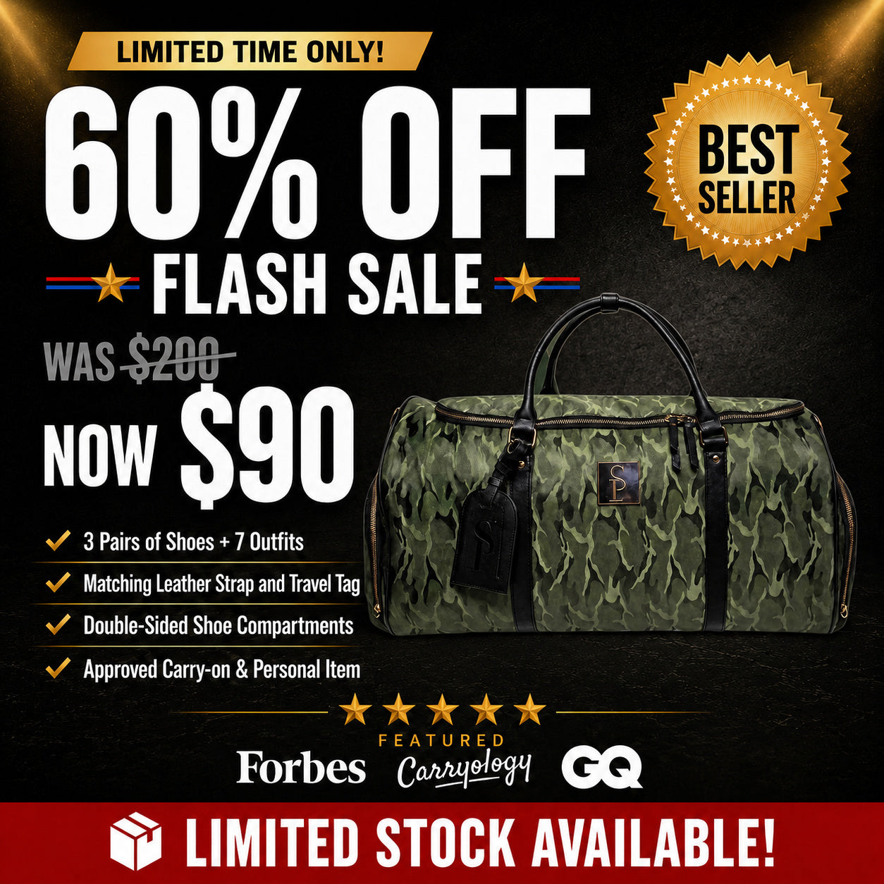 Green Camo Weekender Duffle Bag (FLASH SALE) - Sole Premise