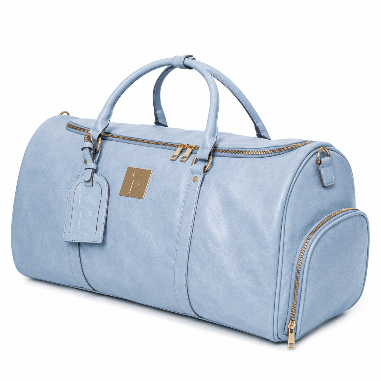 Baby Blue Leather Duffle Bag - Sole Premise