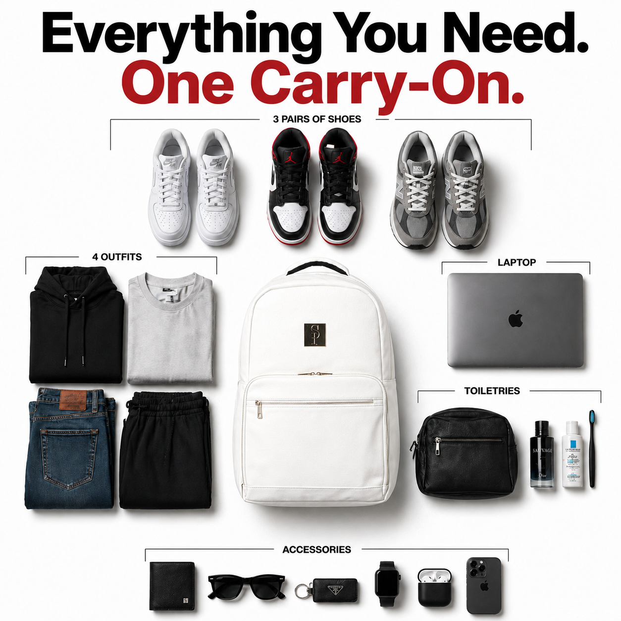 White Tumbled Leather 2 Bag Set (Commuter and Duffle) - Sole Premise