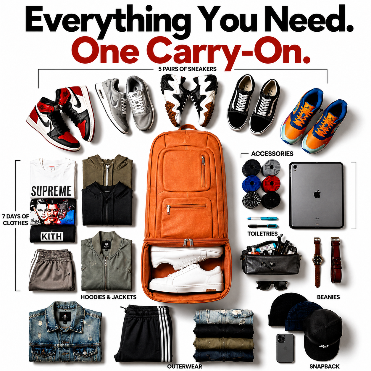 Orange Leather Patented Carry-On Backpack (Only 300 Made) - Sole Premise