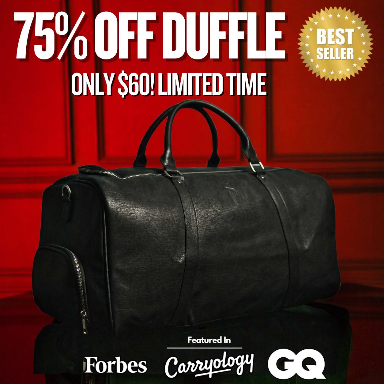 Black Leather Duffle (FLASH SALE)