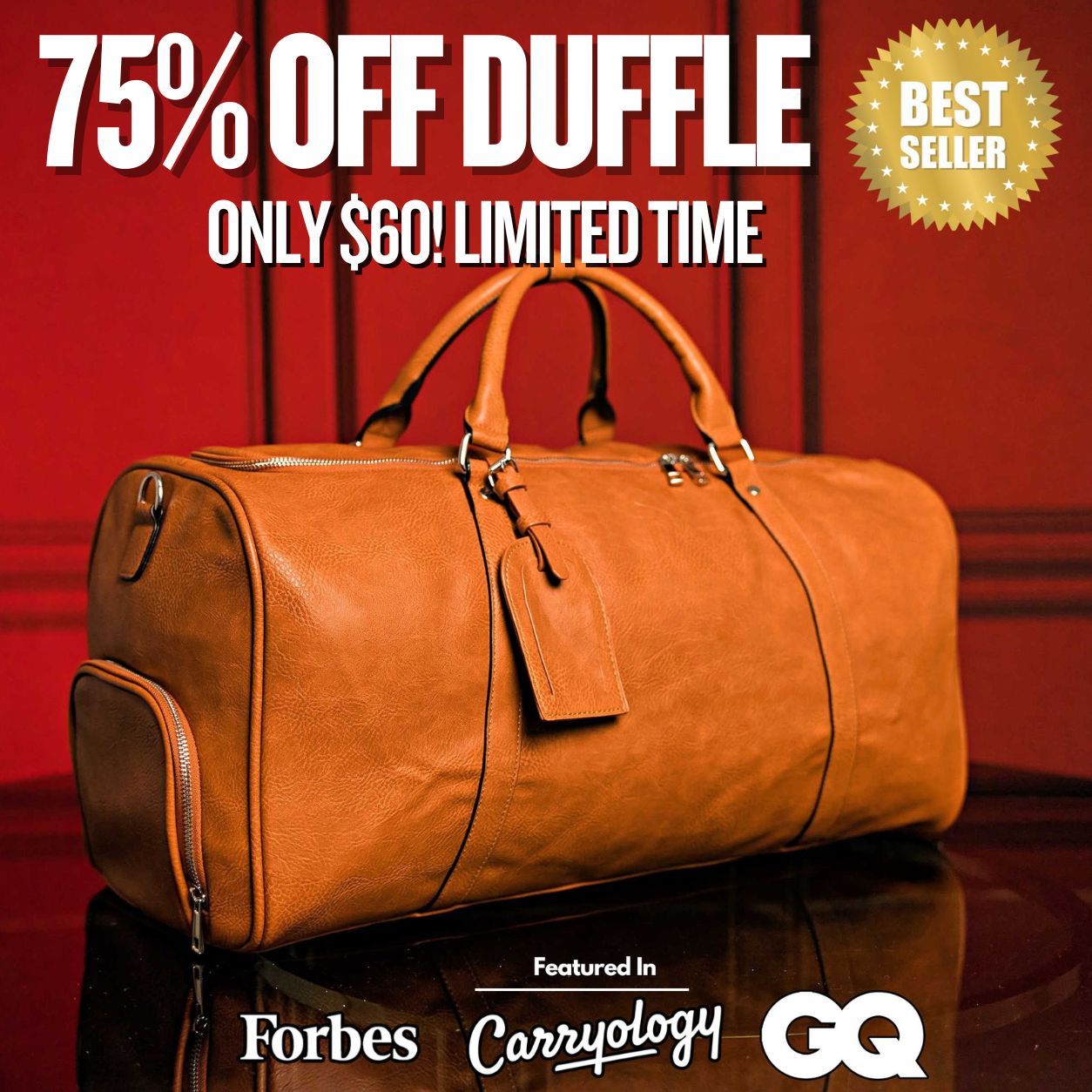 Sneaker Carry On Duffle Bag - TSA Approved - Brown - Waterproof - Leather