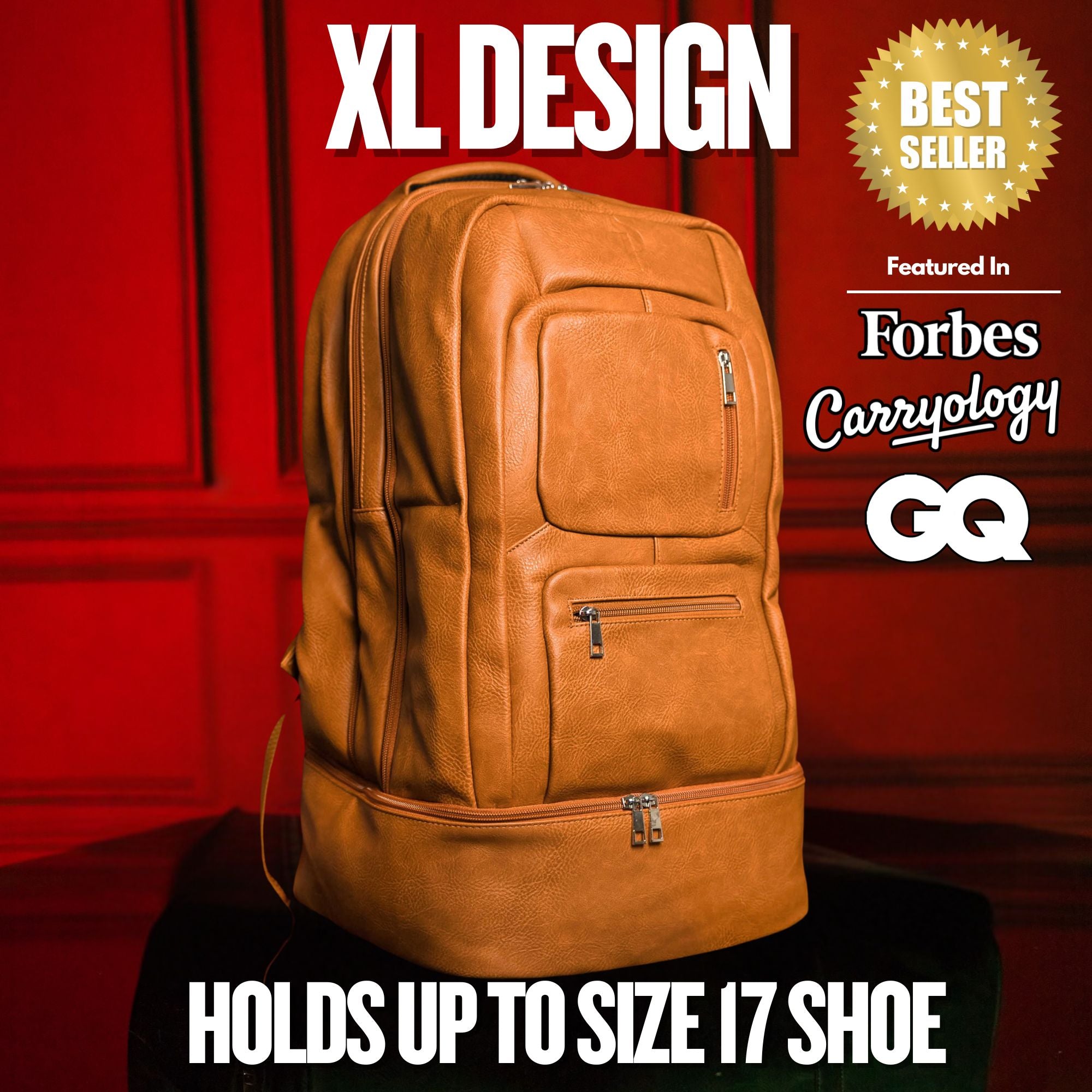 Brown Leather Patented Carry-on Bag (XL Design) - Sole Premise