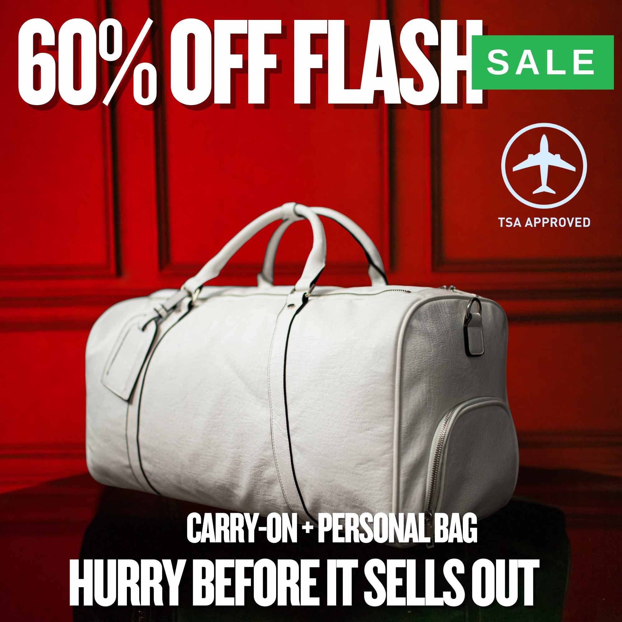 duffel bag air travel White Leather Duffle (FLASH SALE)