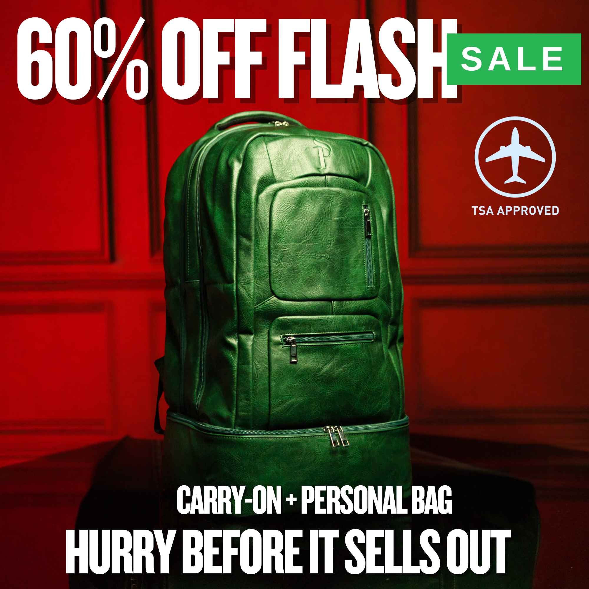 Emerald Green Leather Luxury Carry-On (FLASH SALE)