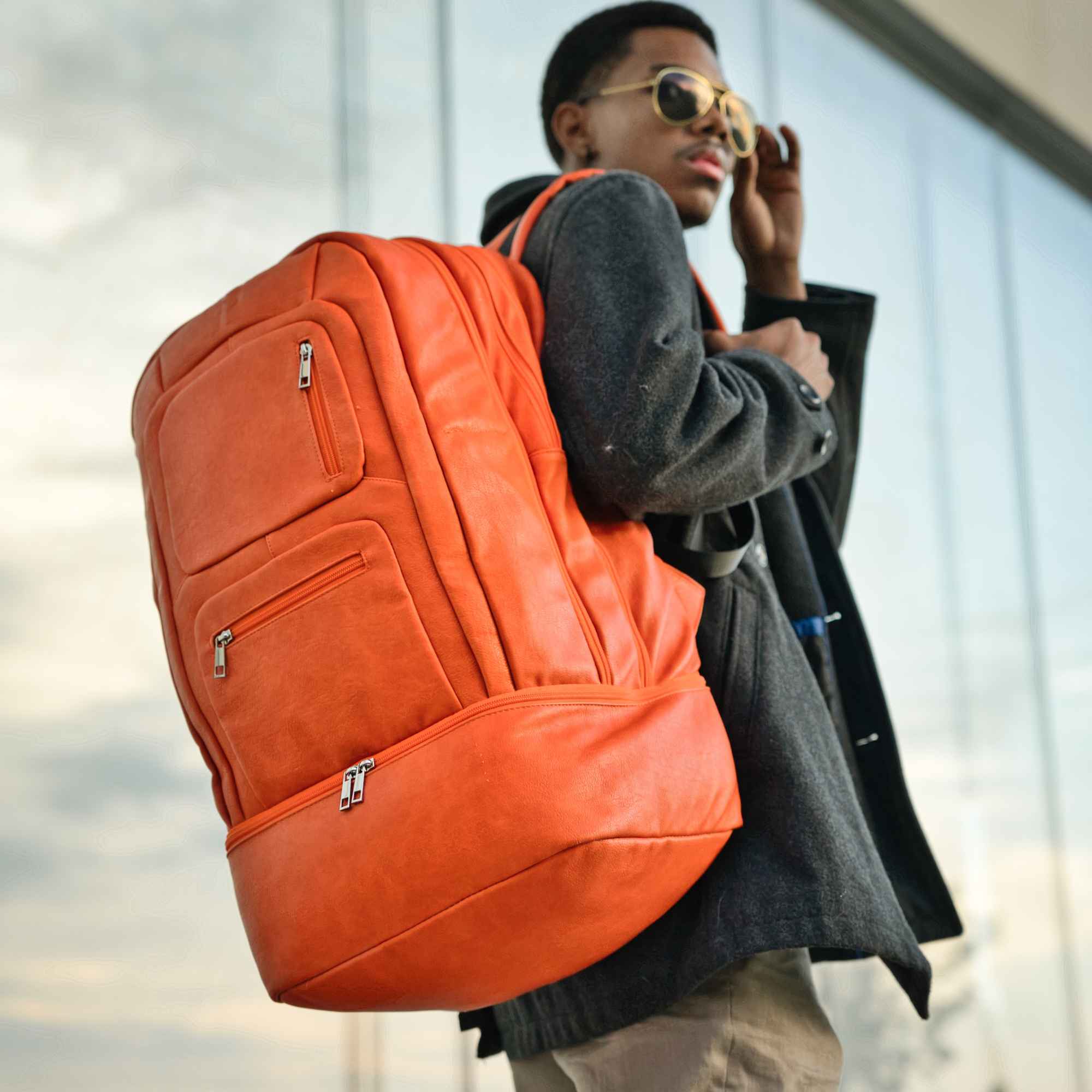 Orange Leather Patented Carry-On Backpack (Only 300 Made) - Sole Premise