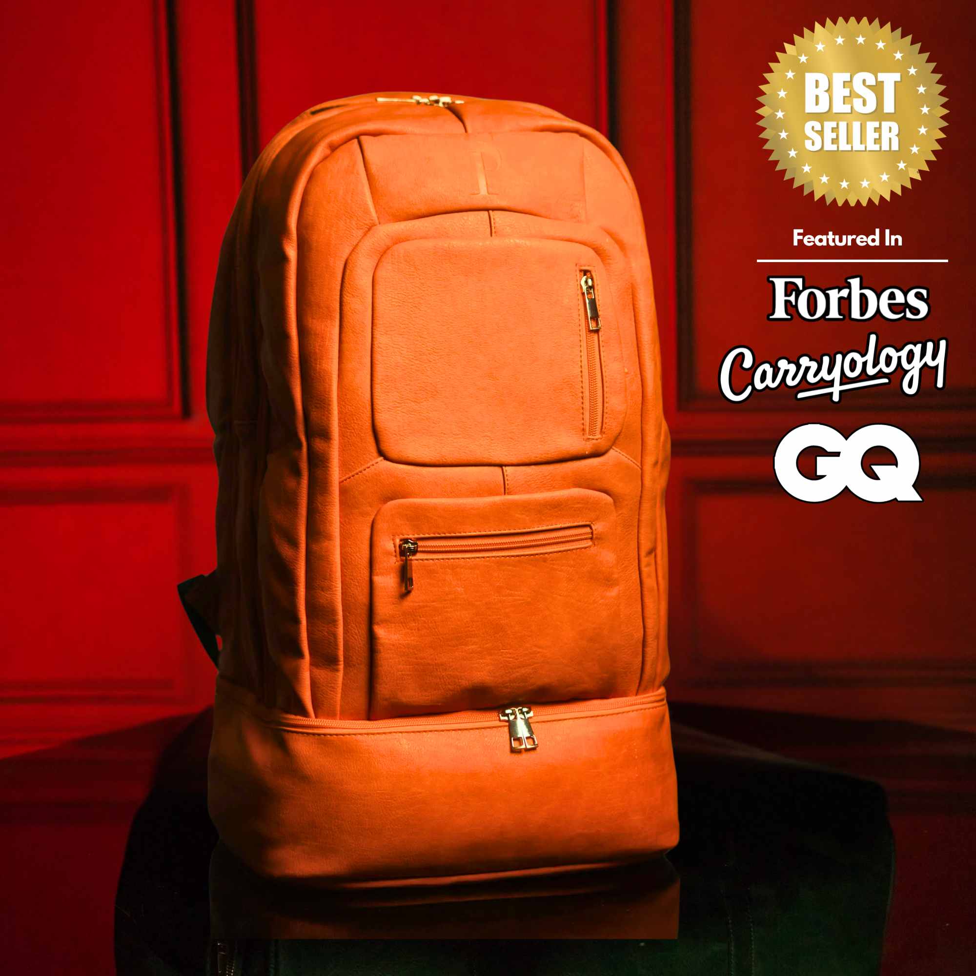 Orange Leather Patented Carry-On Backpack (Only 300 Made) - Sole Premise
