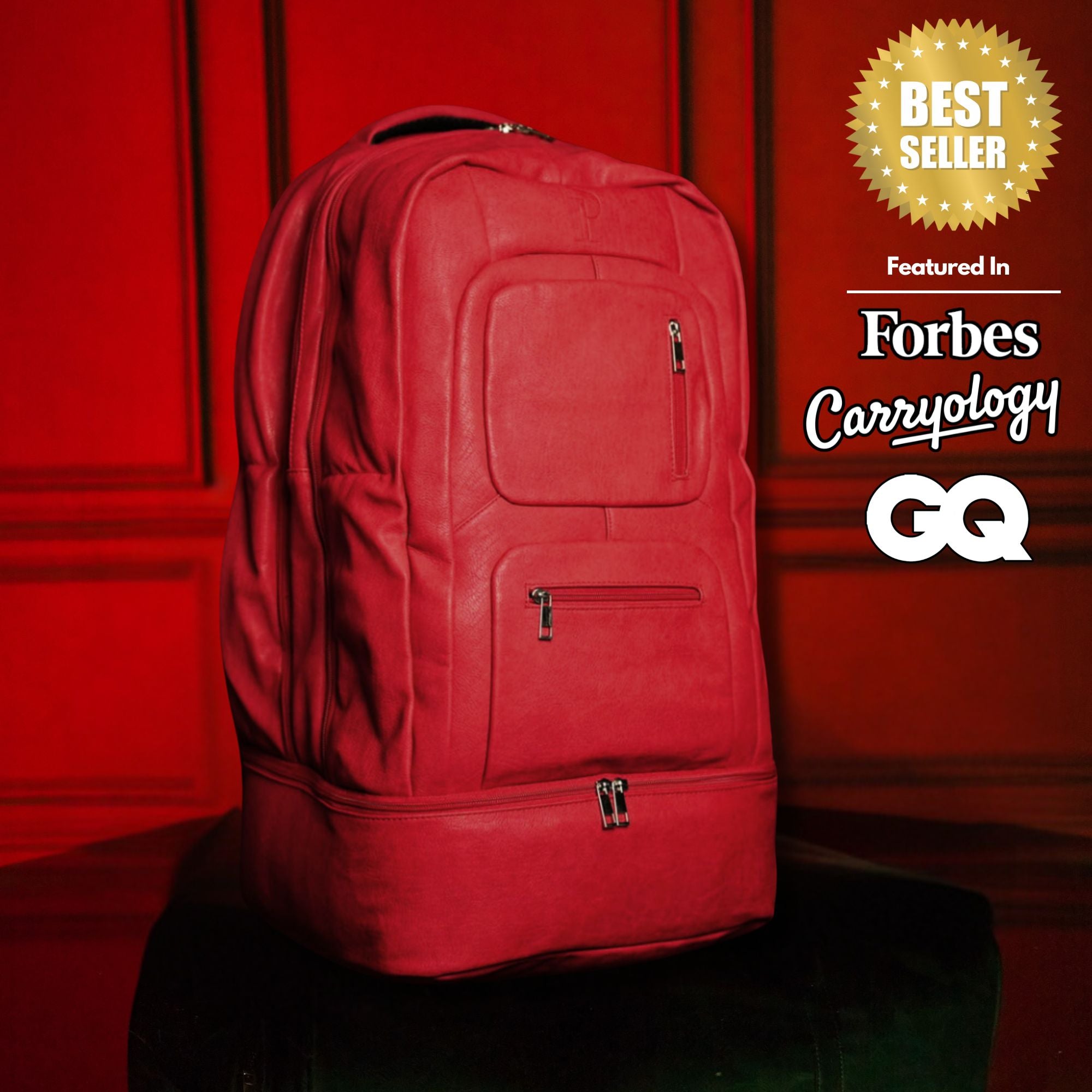 Red Tumbled Leather Signature Bag Set (Signature Backpack and Duffle Bag) - Sole Premise