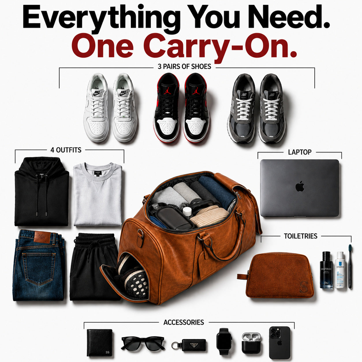 Brown Leather Duffle (FLASH SALE) - Sole Premise