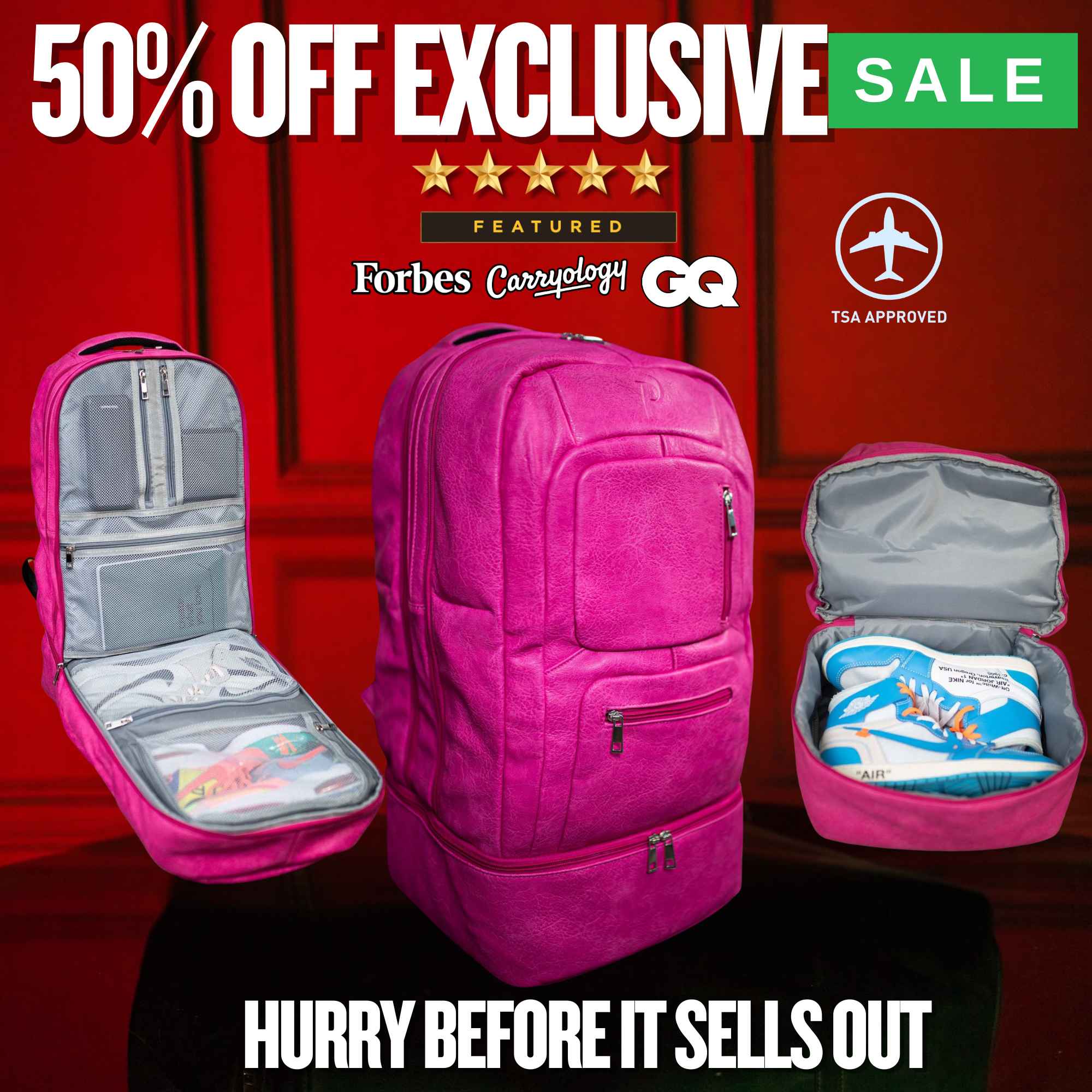 Pink Leather Carry-On Backpack (FLASH SALE) - Sole Premise