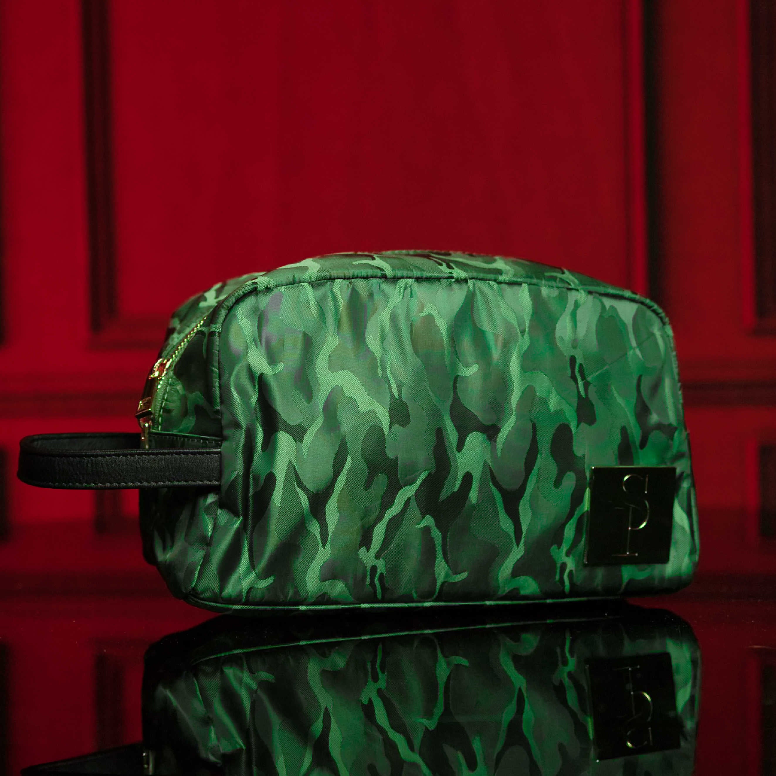 Green Camo Nylon Toiletry Bag