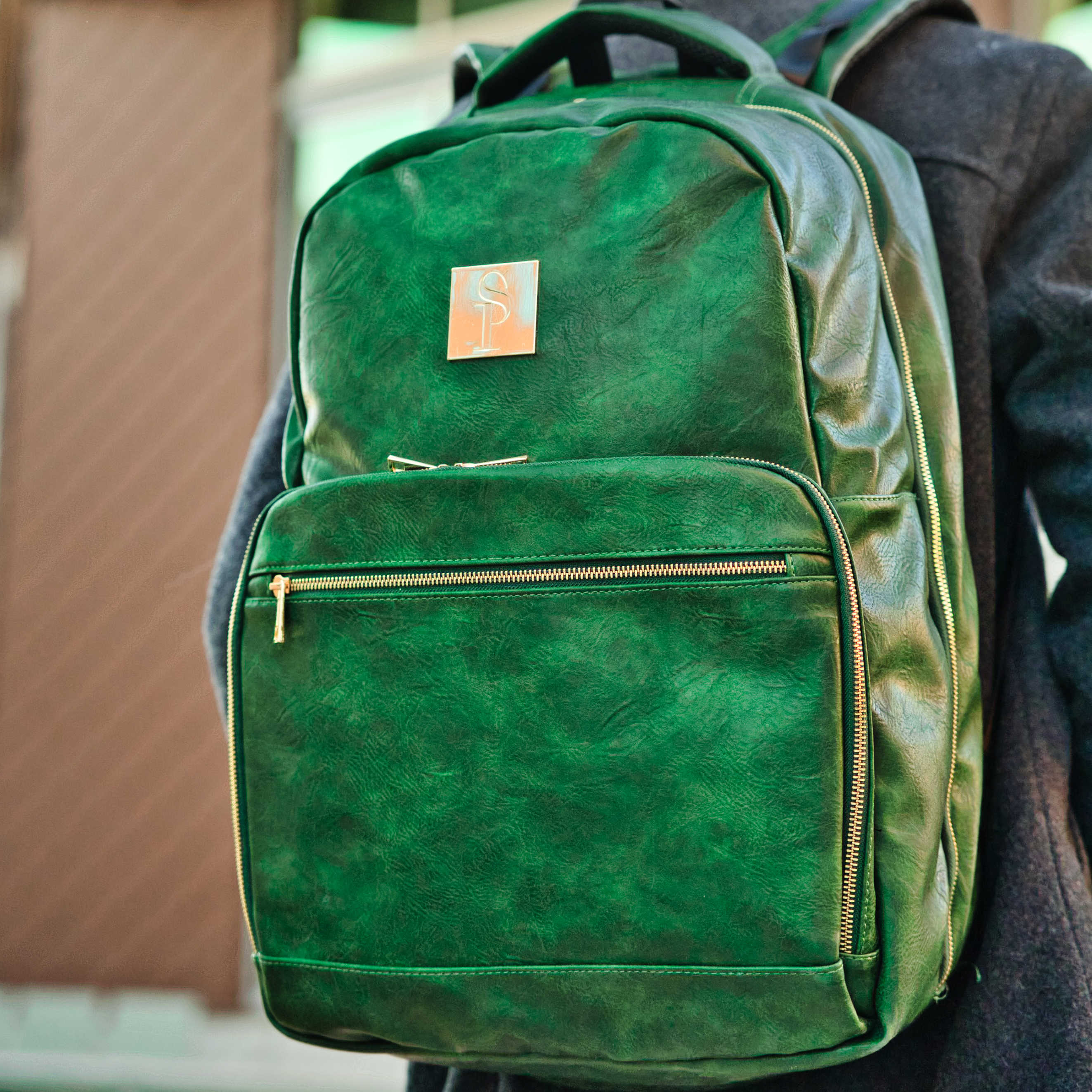 Emerald Green Tumbled Leather Commuter Bag - Sole Premise