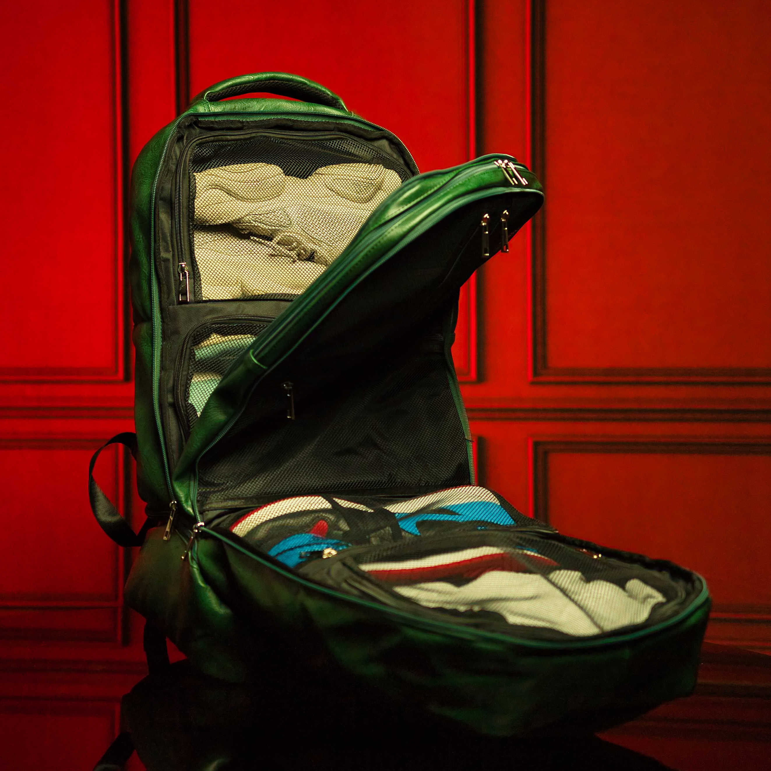 Emerald Green Leather Luxury Carry-On Backpack (Patented Signature Design Bag) - Sole Premise