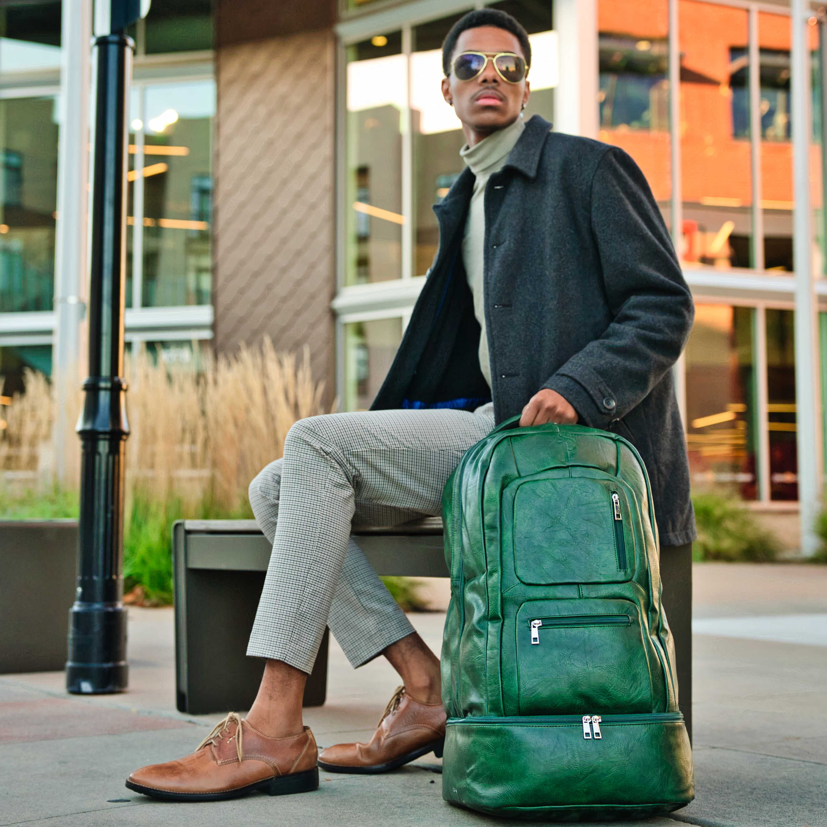 Emerald Green Leather Luxury Carry-On Backpack (Patented Signature Design Bag) - Sole Premise