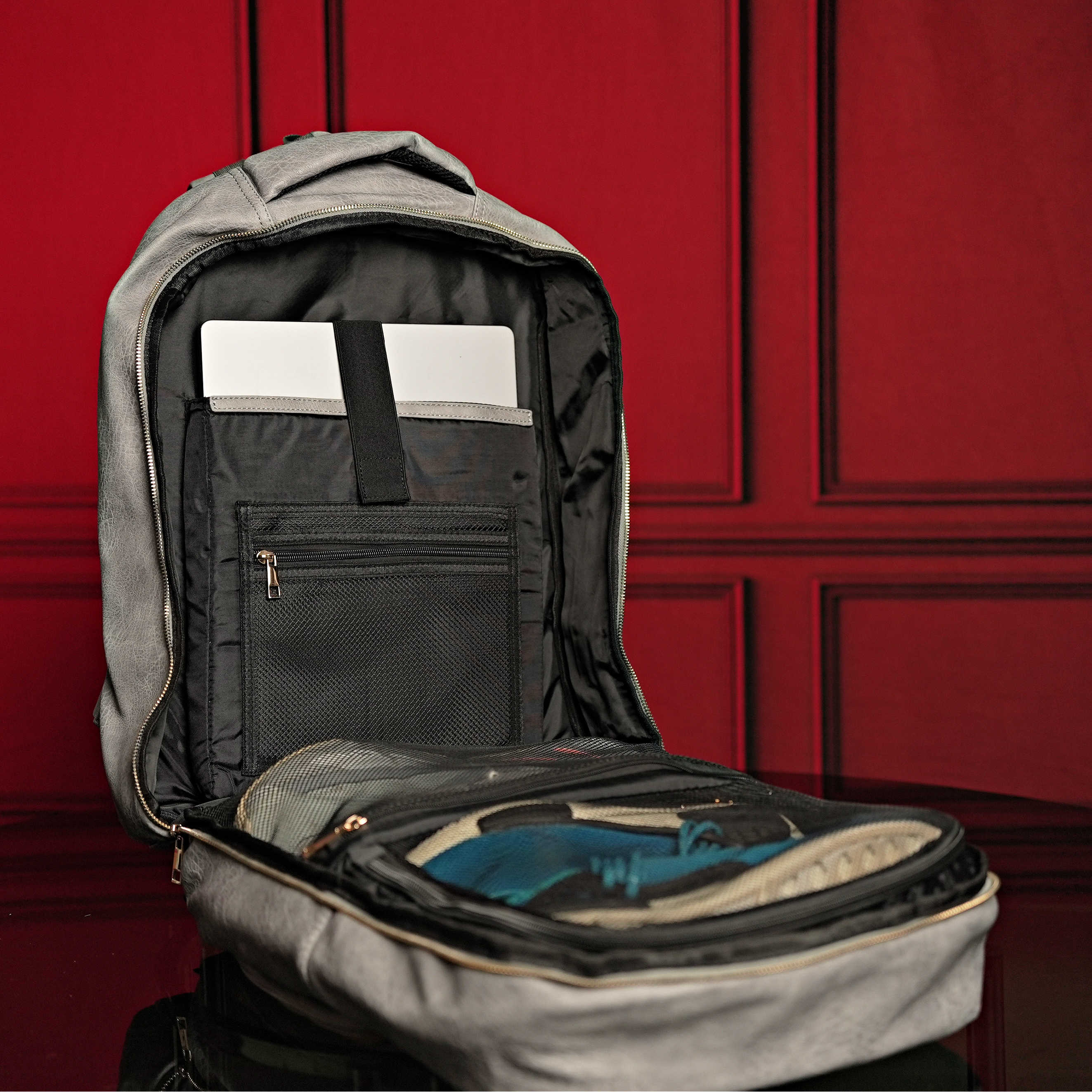 Grey Tumbled Leather Commuter Bag - Sole Premise