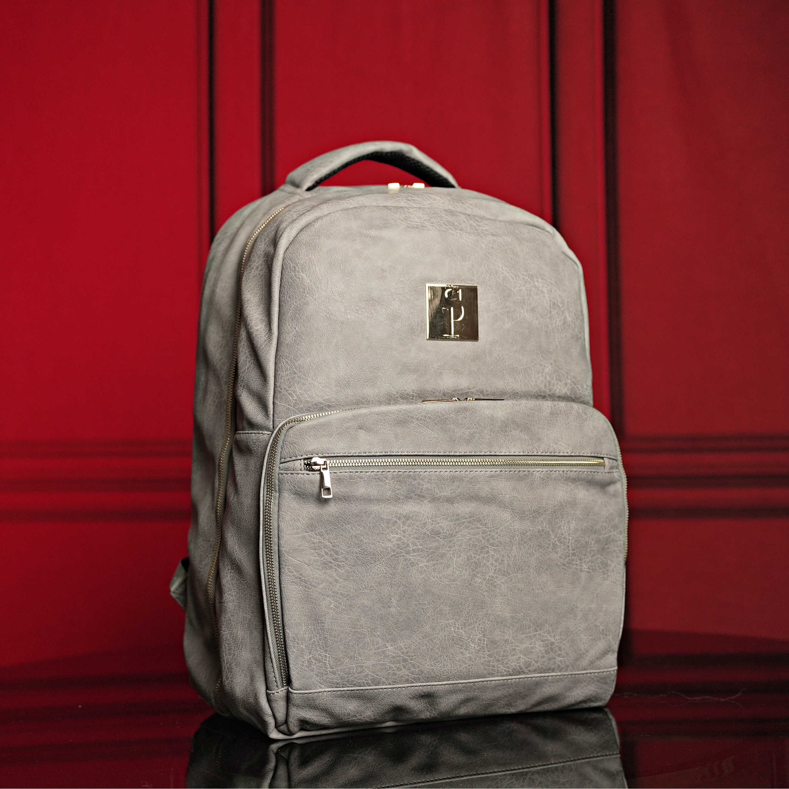 Grey Tumbled Leather Commuter Bag - Sole Premise