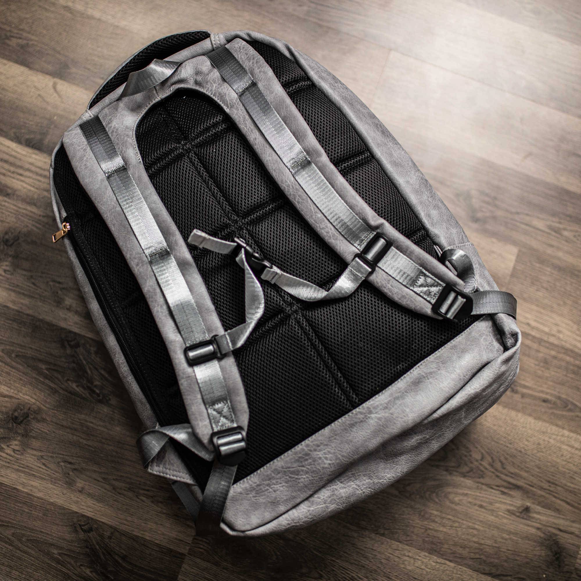 Grey Tumbled Leather Commuter Bag - Sole Premise