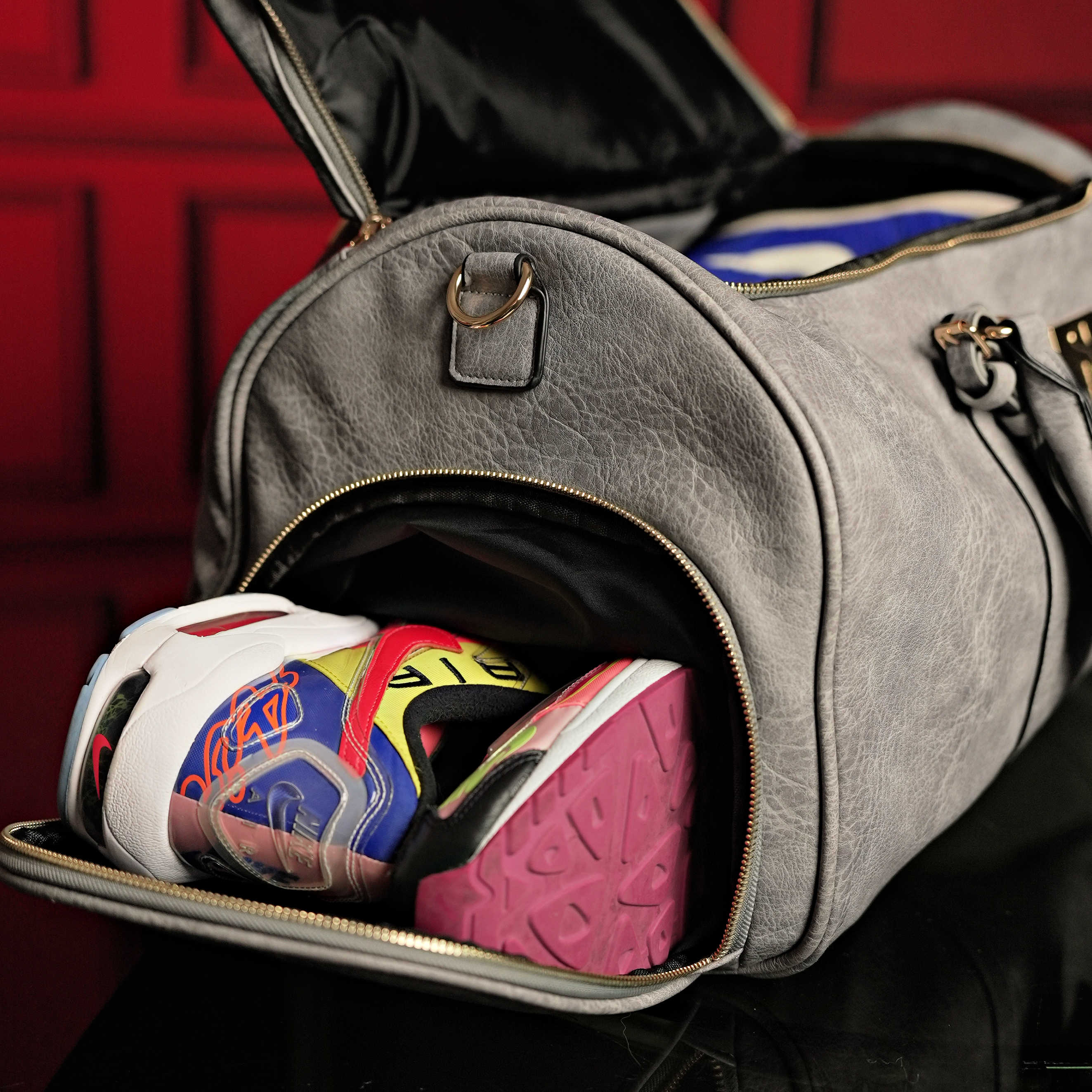 Grey Tumbled Leather Signature Bag Set (Signature and Duffle Bag) - Sole Premise