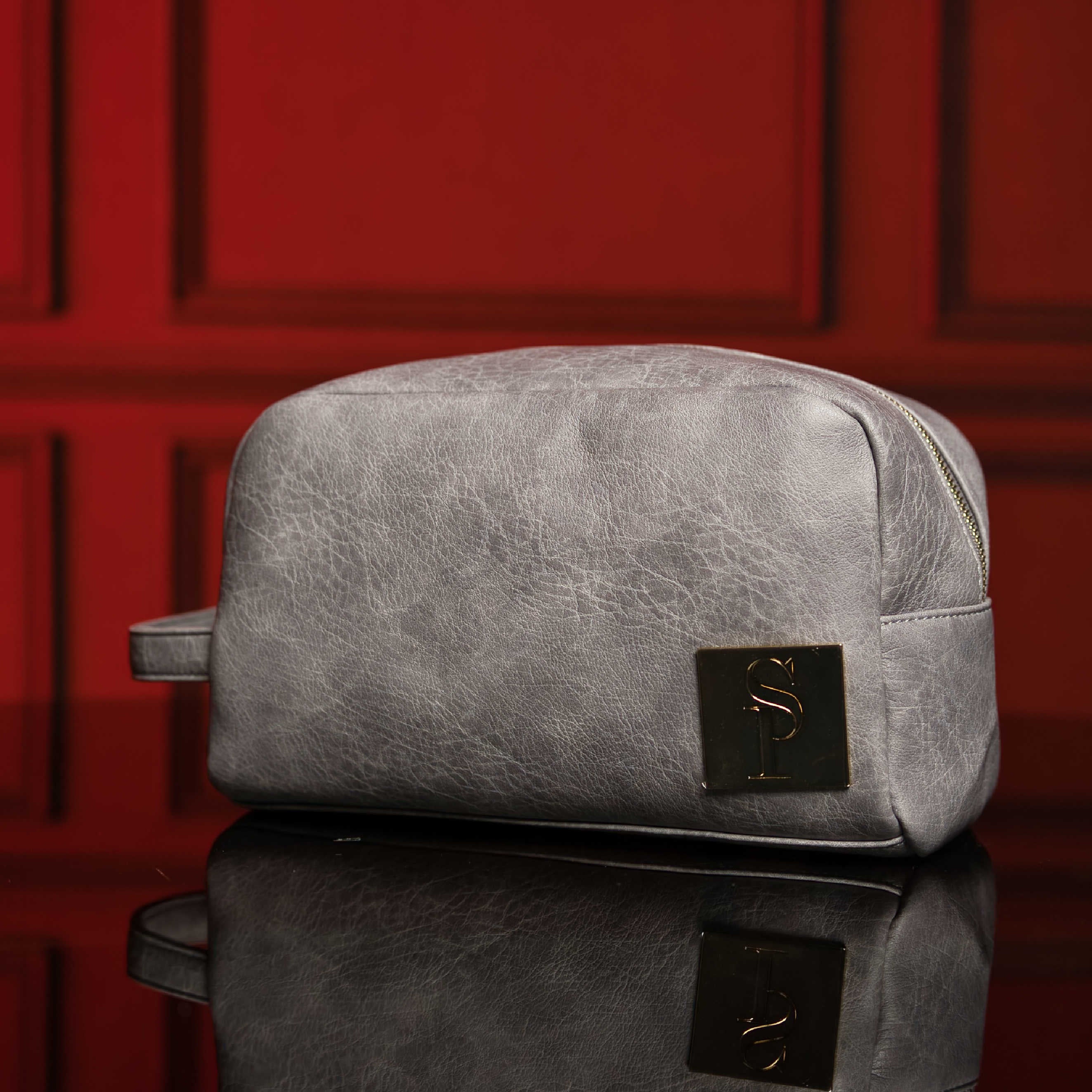 Grey Leather Toiletry Bag - Sole Premise