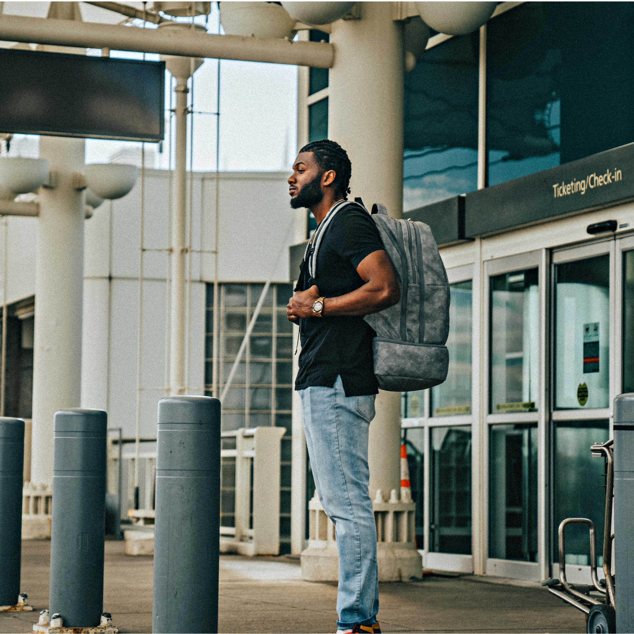 Grey Leather Luxury Carry-On Backpack (Patented Signature Design) - Sole Premise