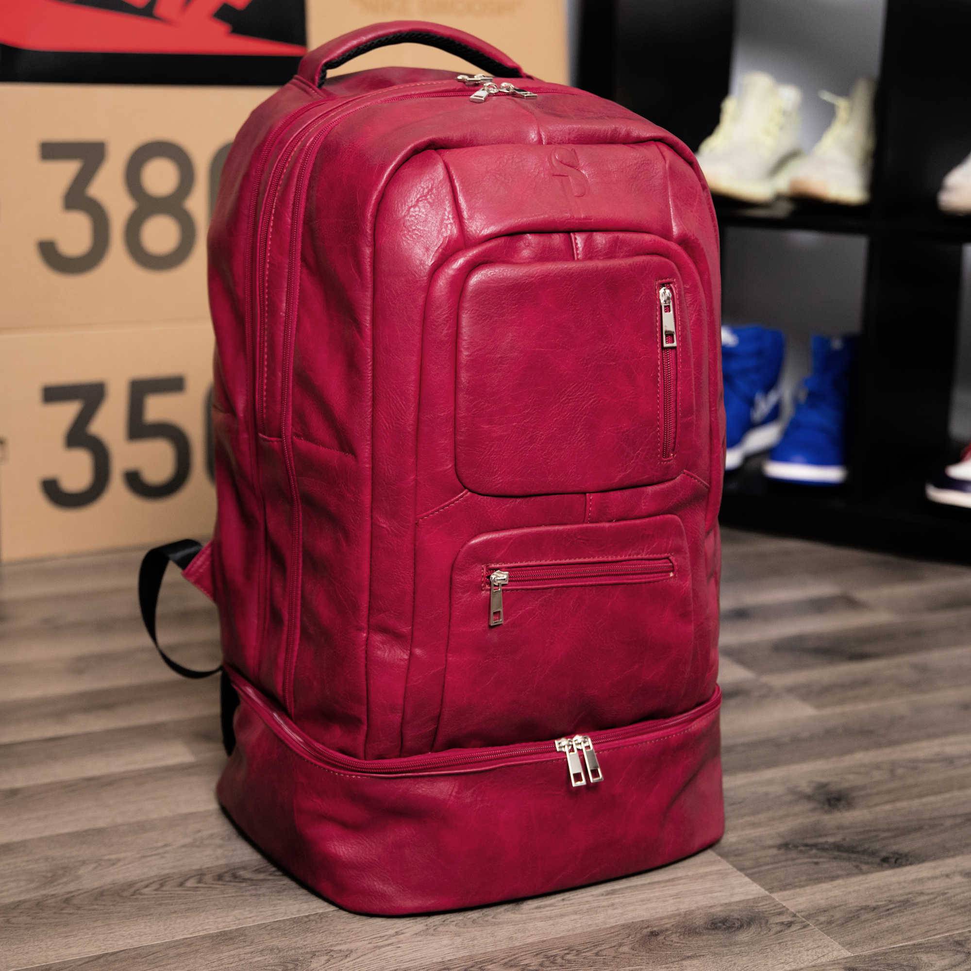 Maroon Tumbled Leather Signature Bag Set (Signature and Duffle Bag) - Sole Premise